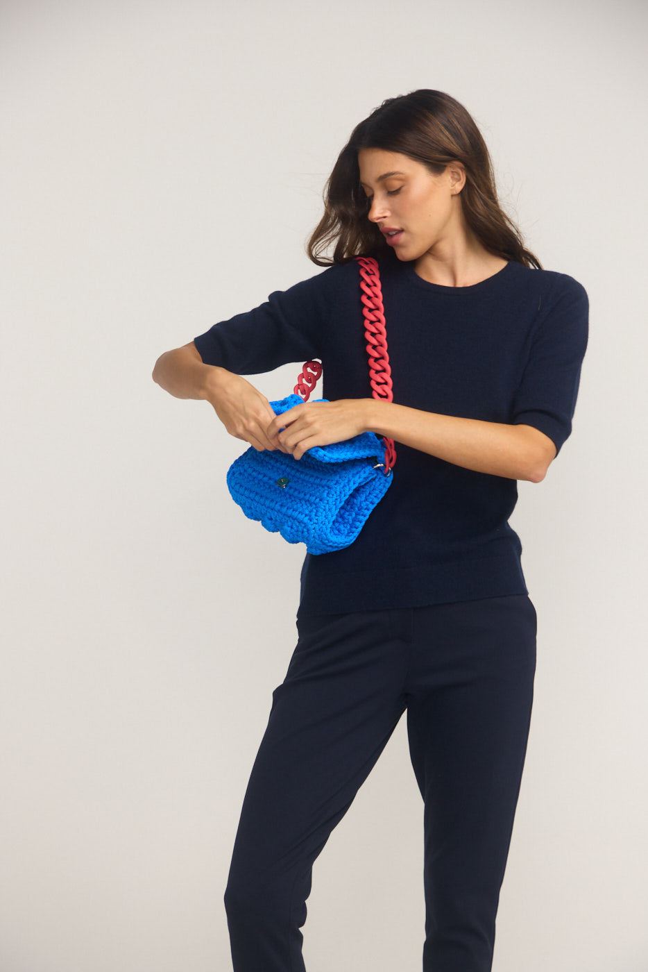 Ossian Blue Crochet Shoulder Bag