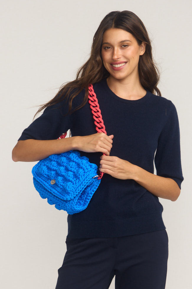 Ossian Blue Crochet Shoulder Bag