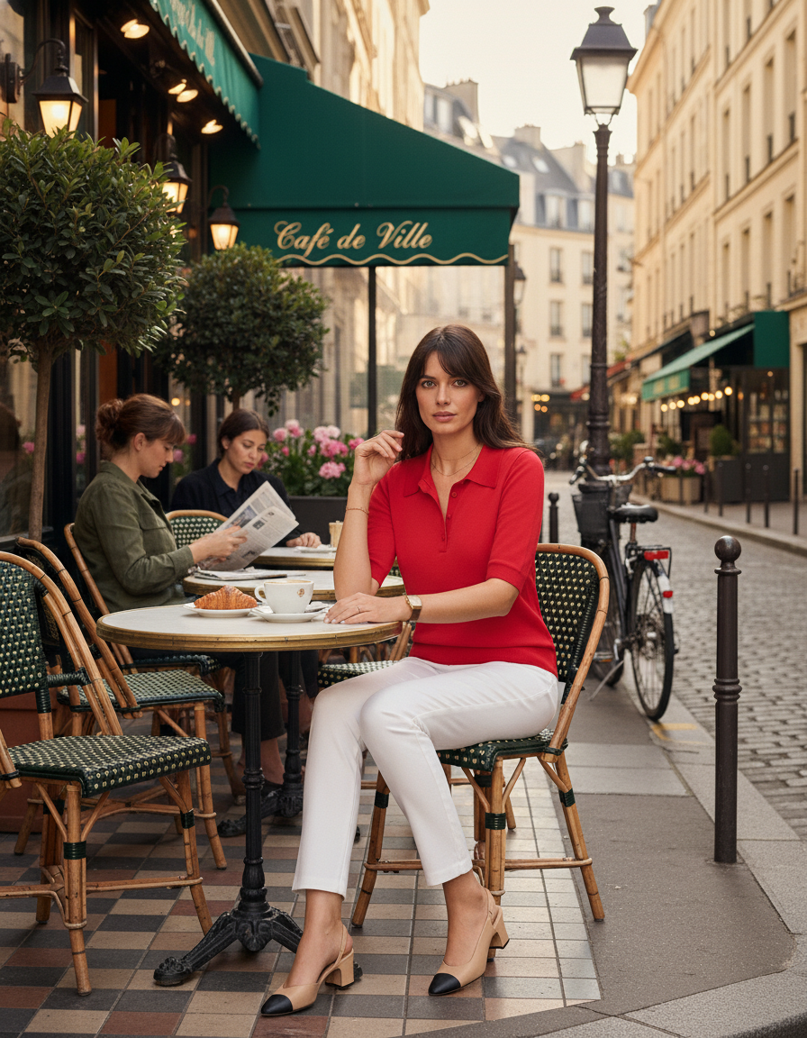 Cotton And Cashmere Polo Top - Red
