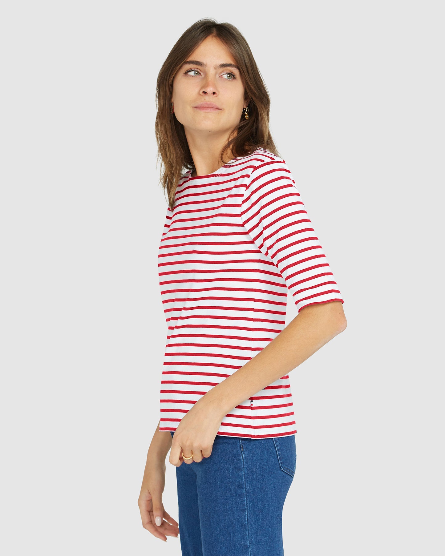 La Bouvier Red Stripe French Tee - Boat Neck PREORDER FOR END APRIL