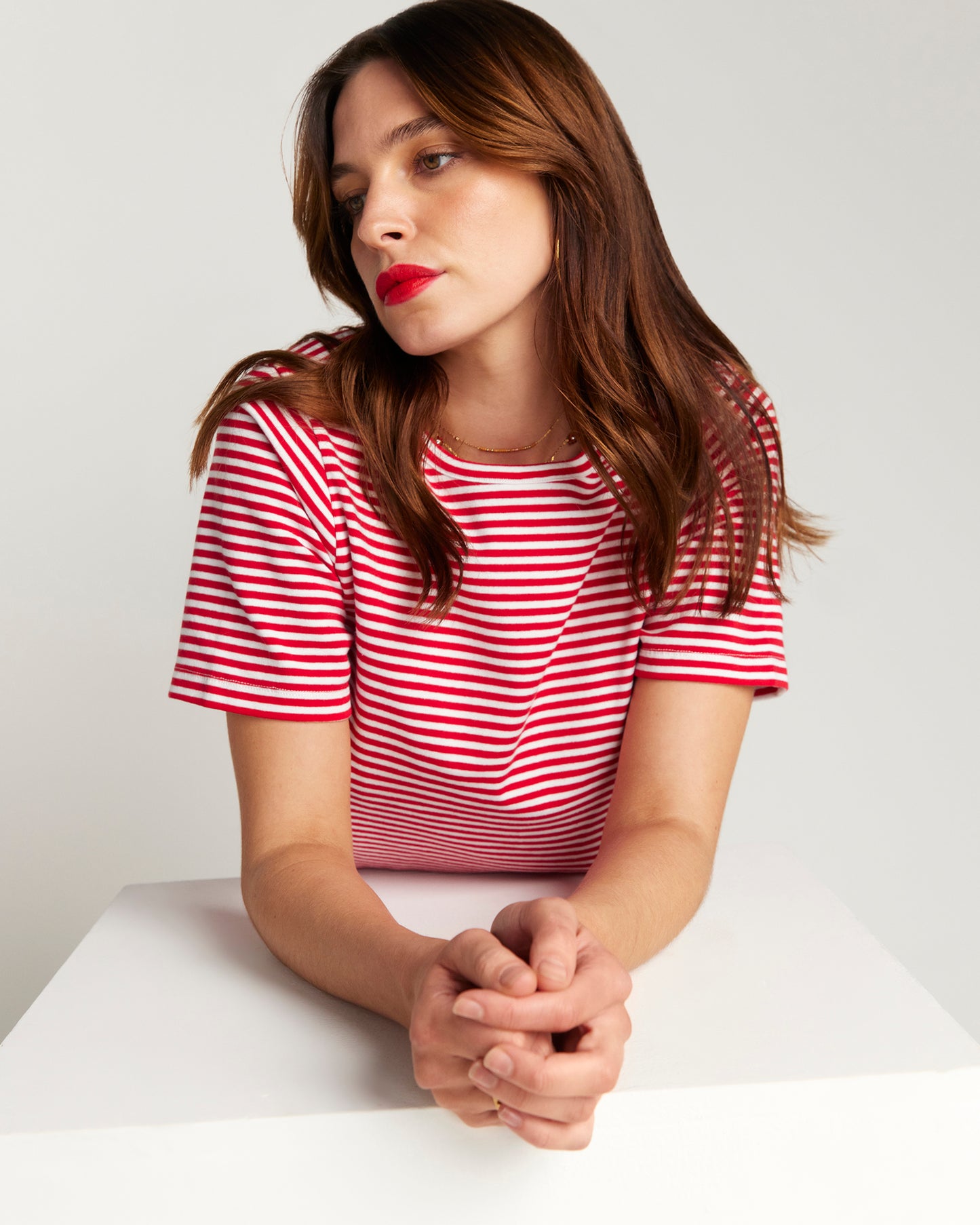 Red and white stripe T-shirt