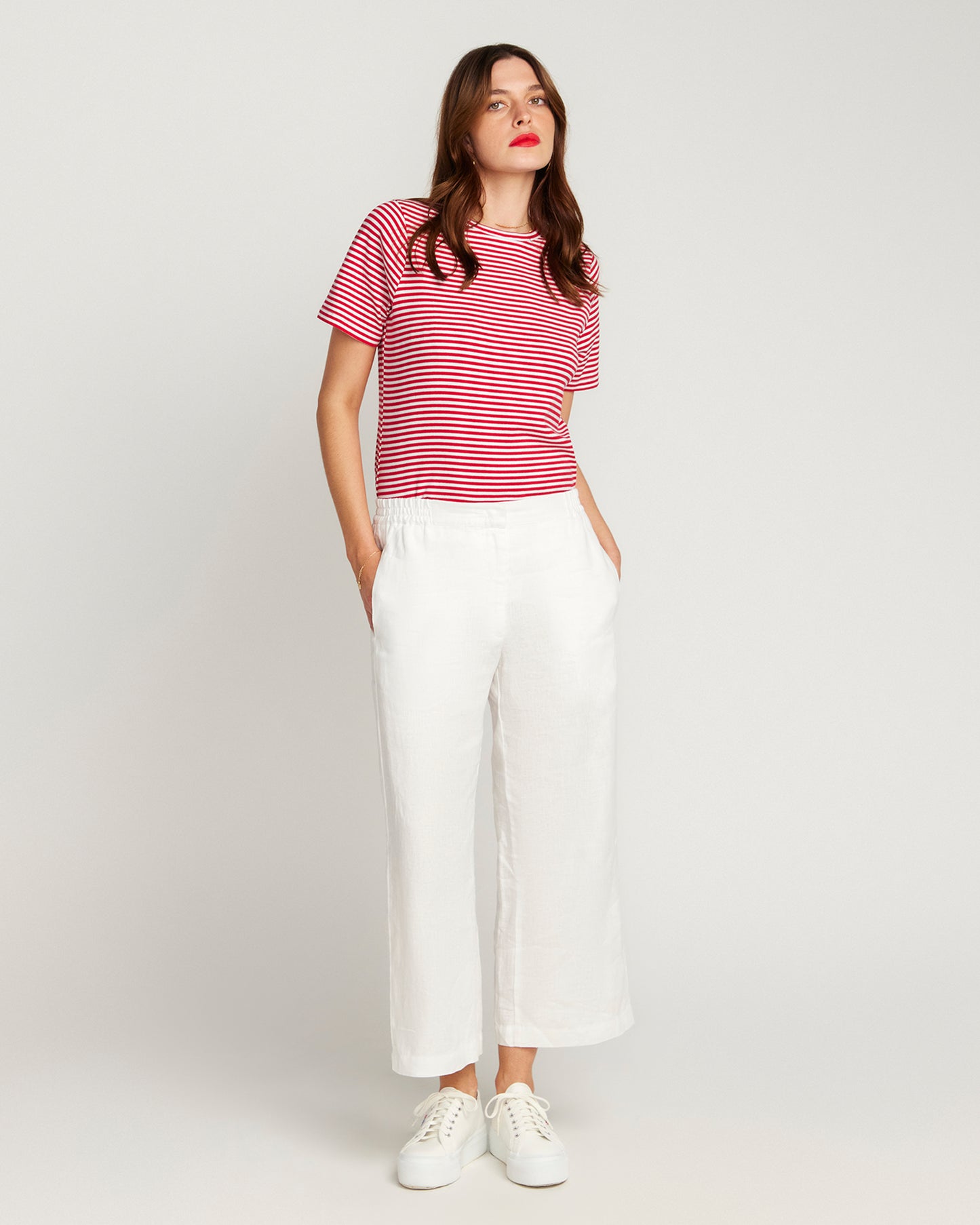 Red and white stripe T-shirt