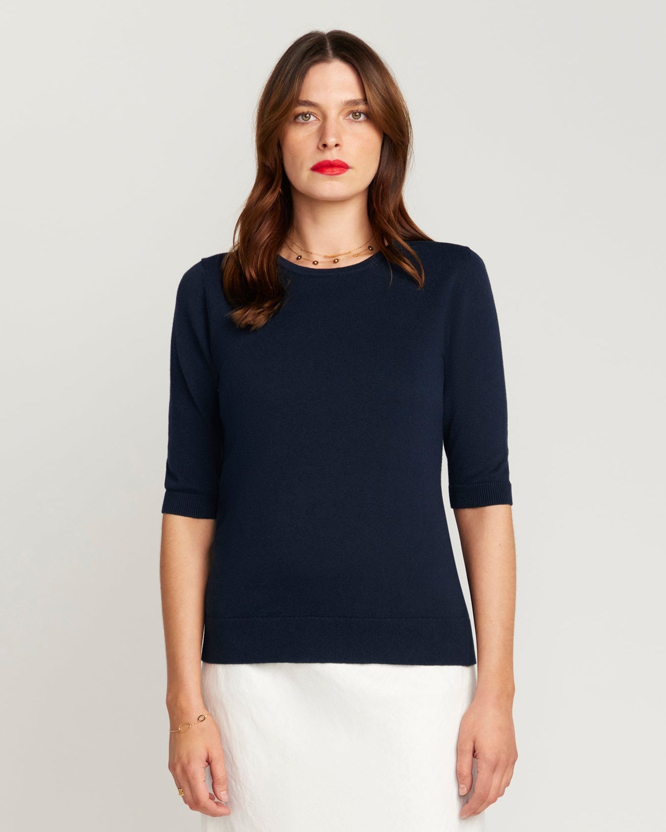Cotton And Cashmere Top - Navy Blue