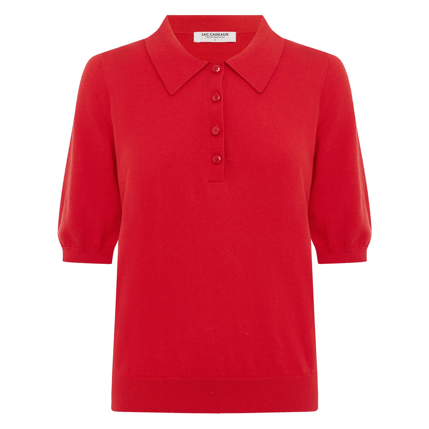 Cotton And Cashmere Polo Top - Red