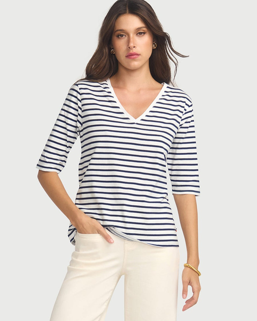 Thin Blue Line Women's Athletic V-Neck T-Shirt - Moisture Wicking, Slim Fit, All-Over White - View #5