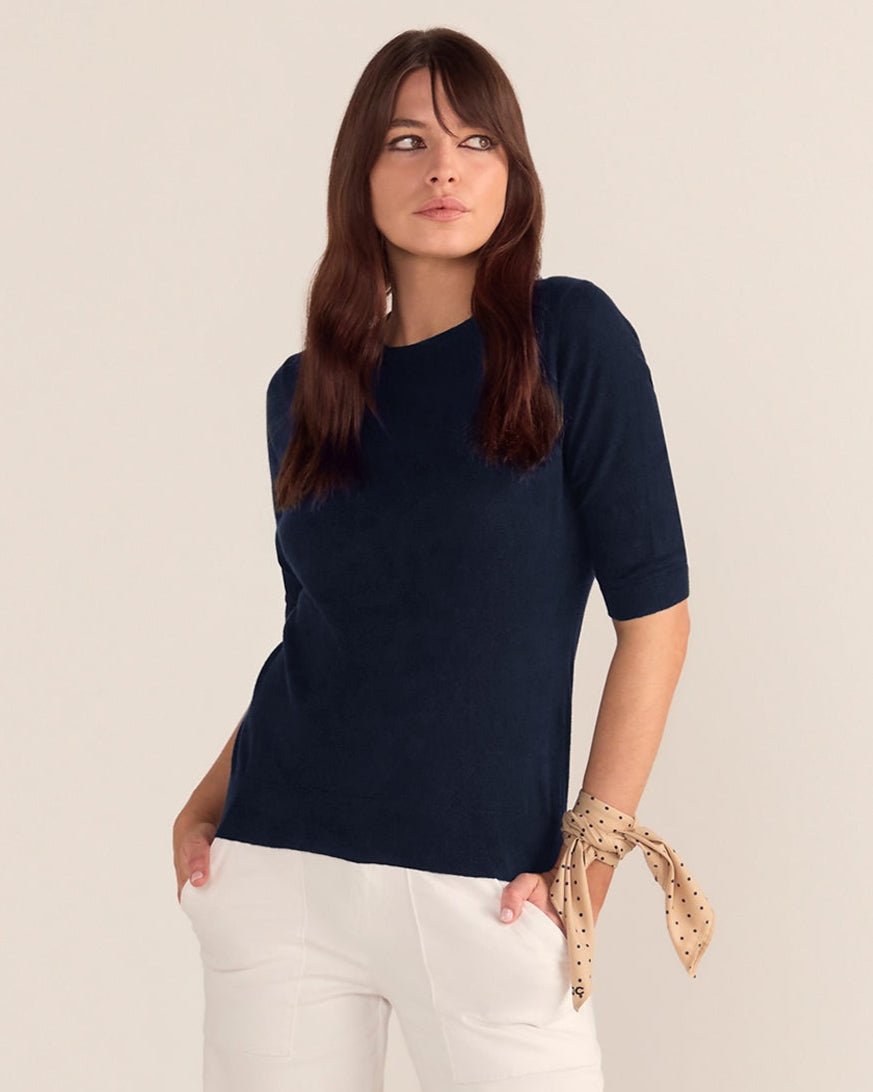 Cotton And Cashmere Top - Navy Blue