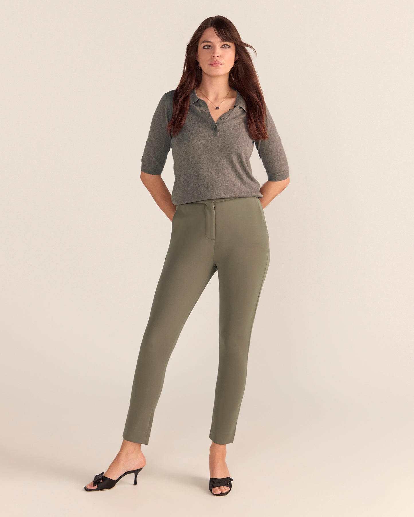 Cotton And Cashmere Polo Top MOCHA