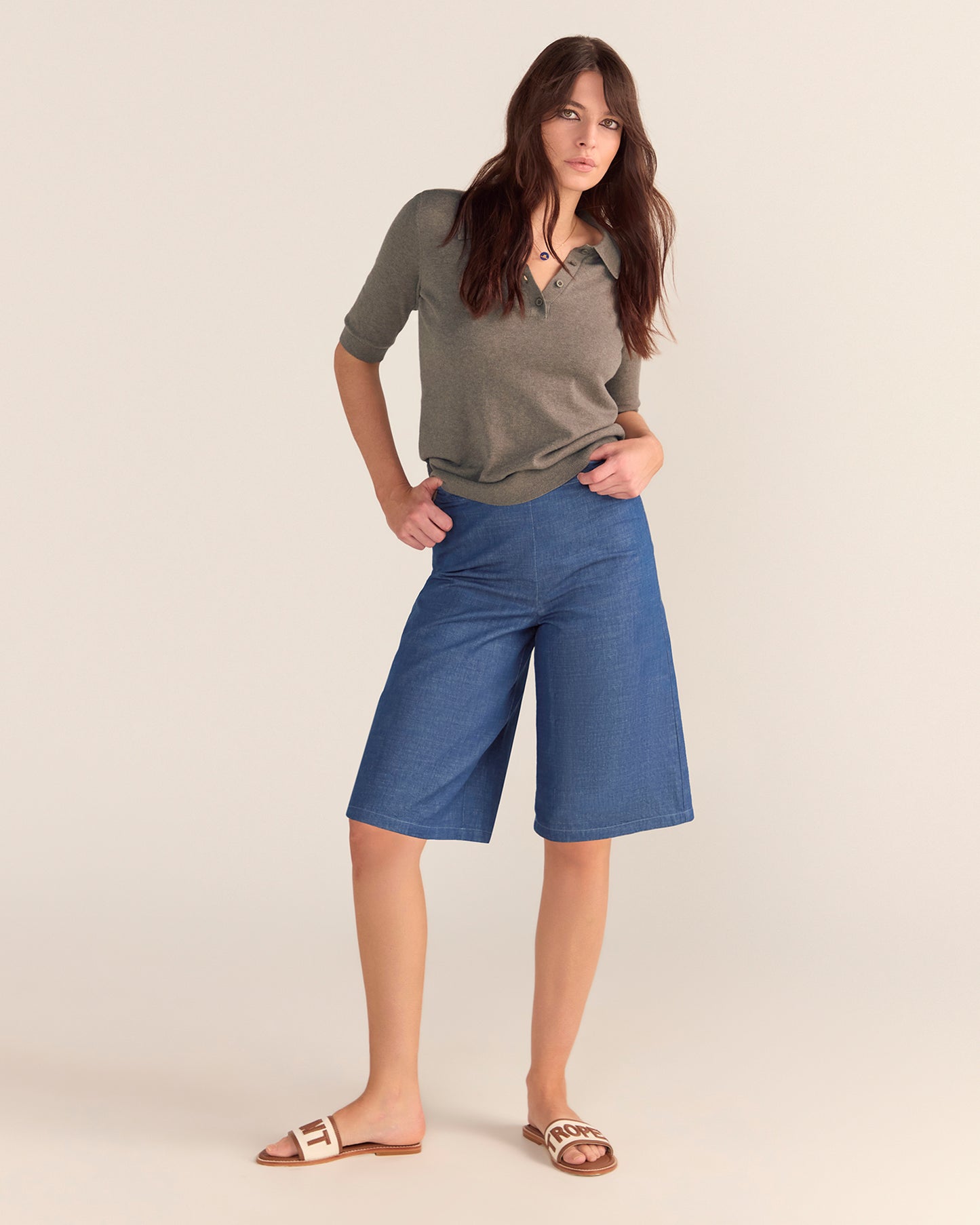 Cotton And Cashmere Polo Top MOCHA