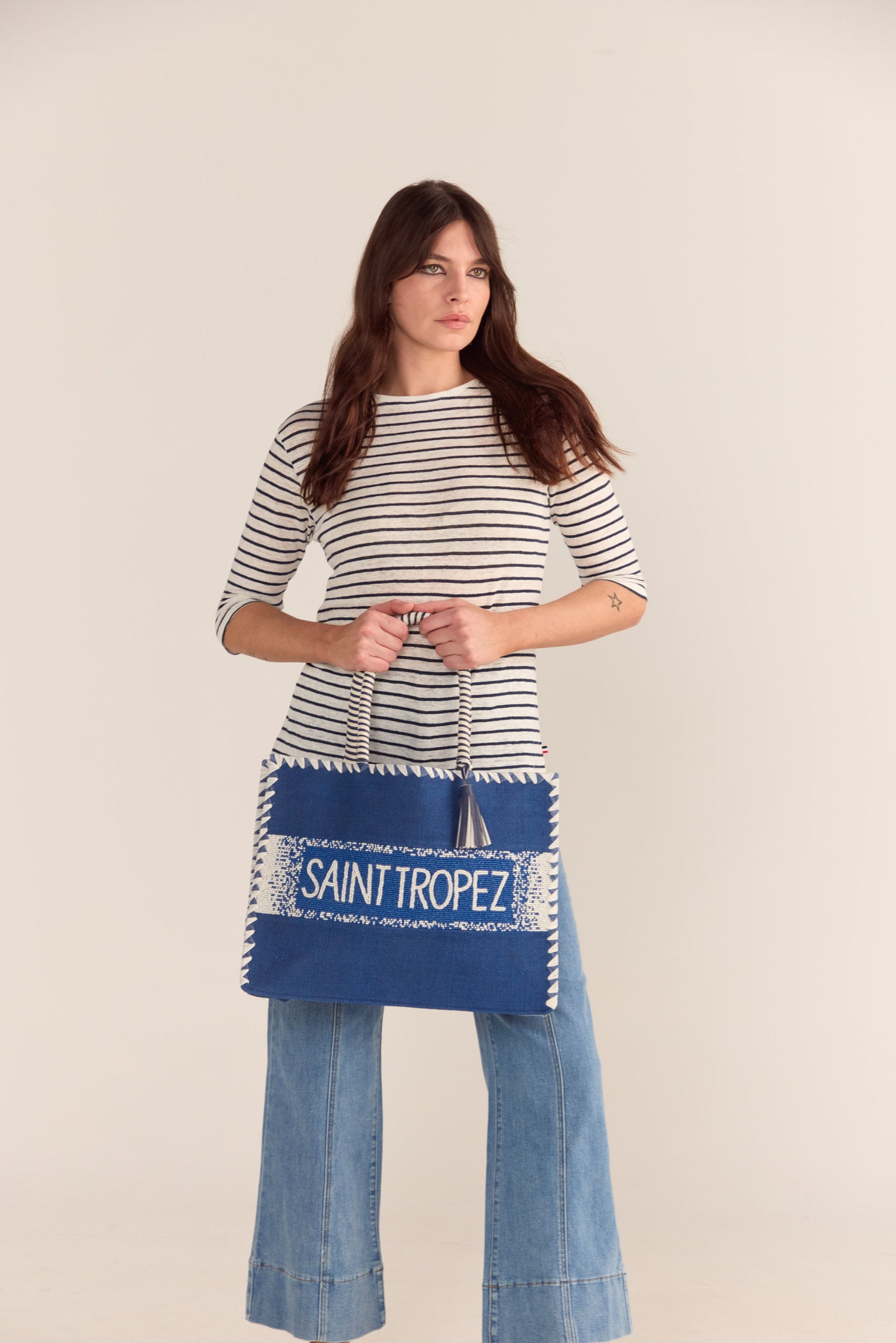 SAINT TROPEZ CANVAS TOTE - BLUE