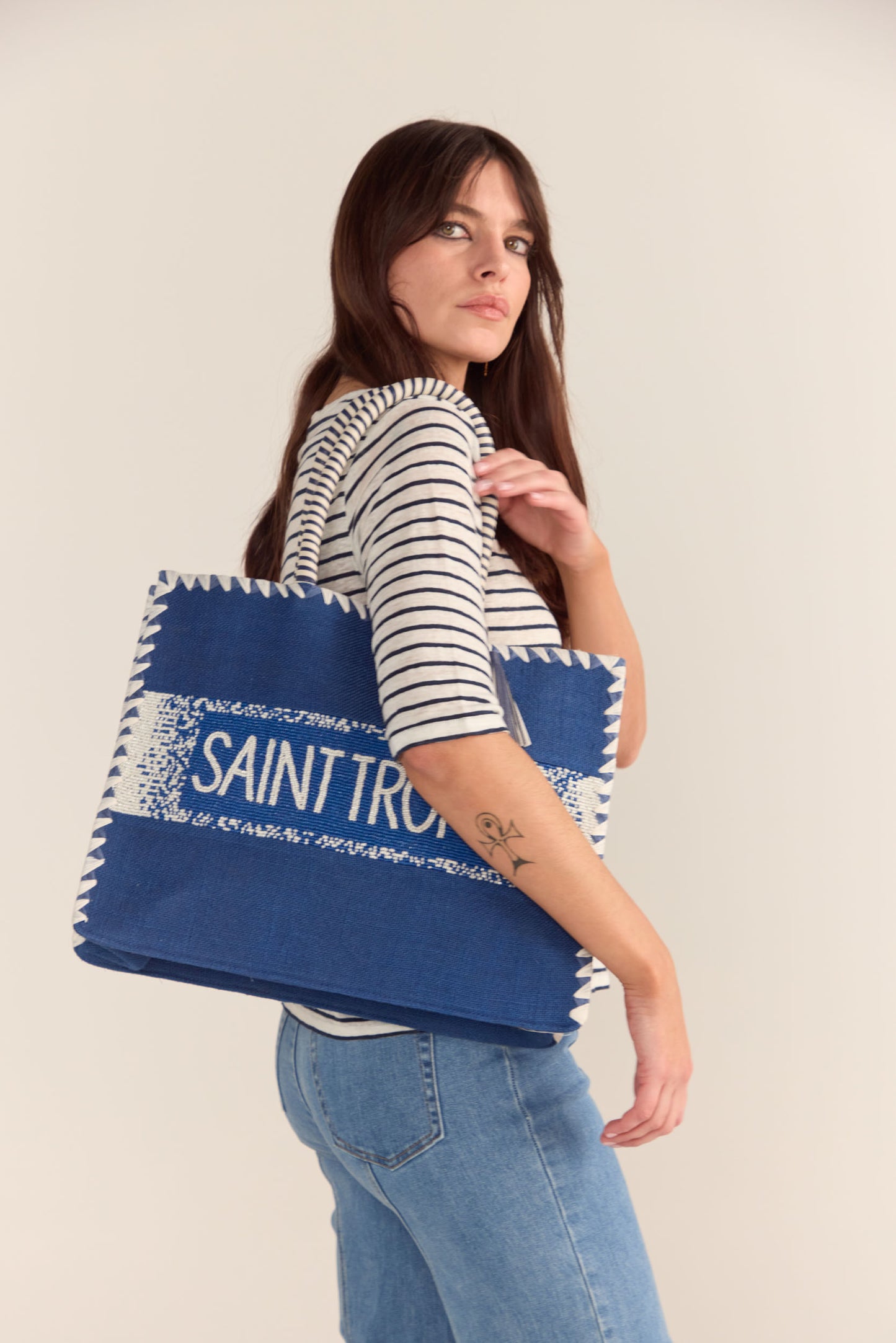 SAINT TROPEZ CANVAS TOTE - BLUE