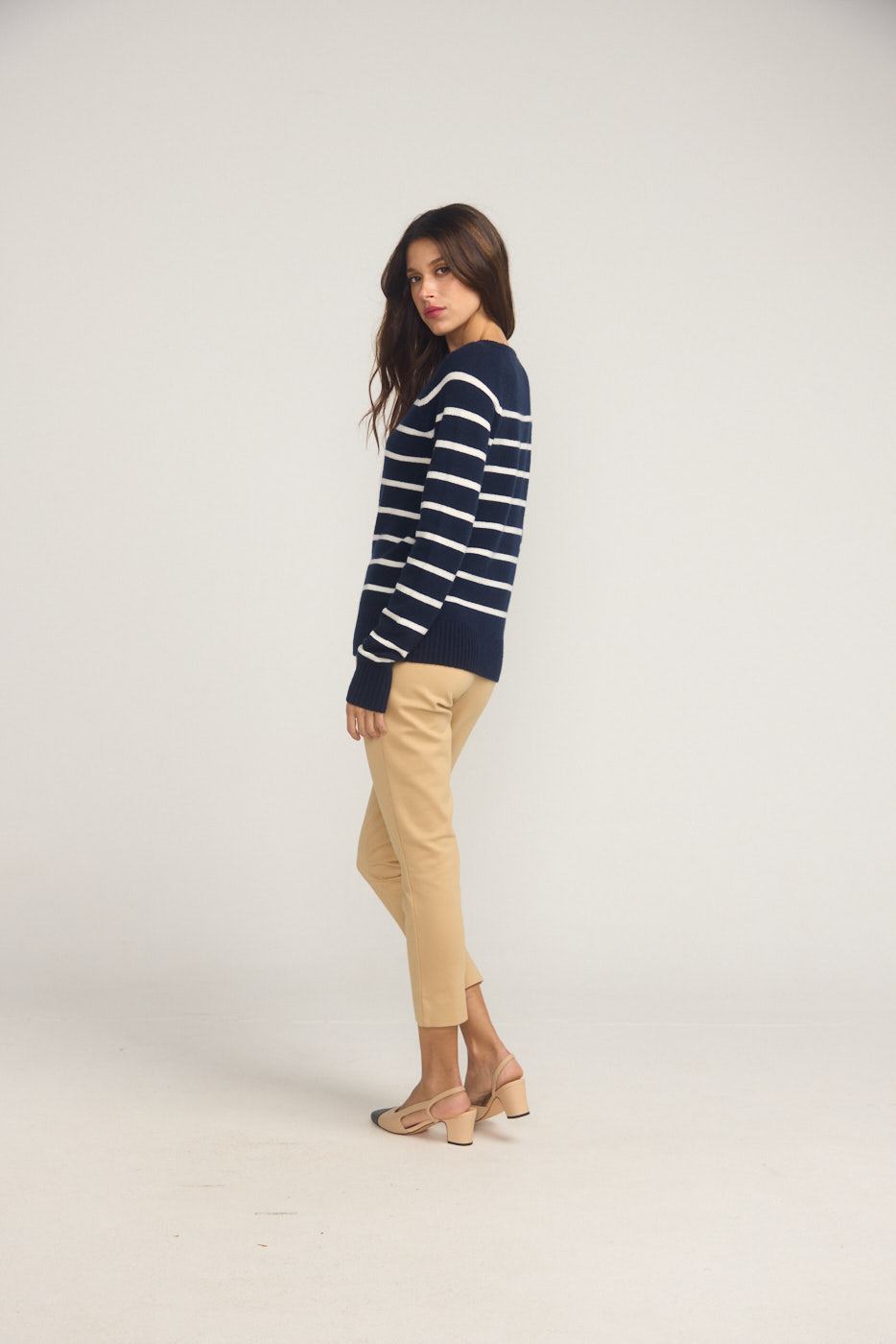 Breton Navy Stripe Jumper Cashmere Merino Wool Womens Sweater
