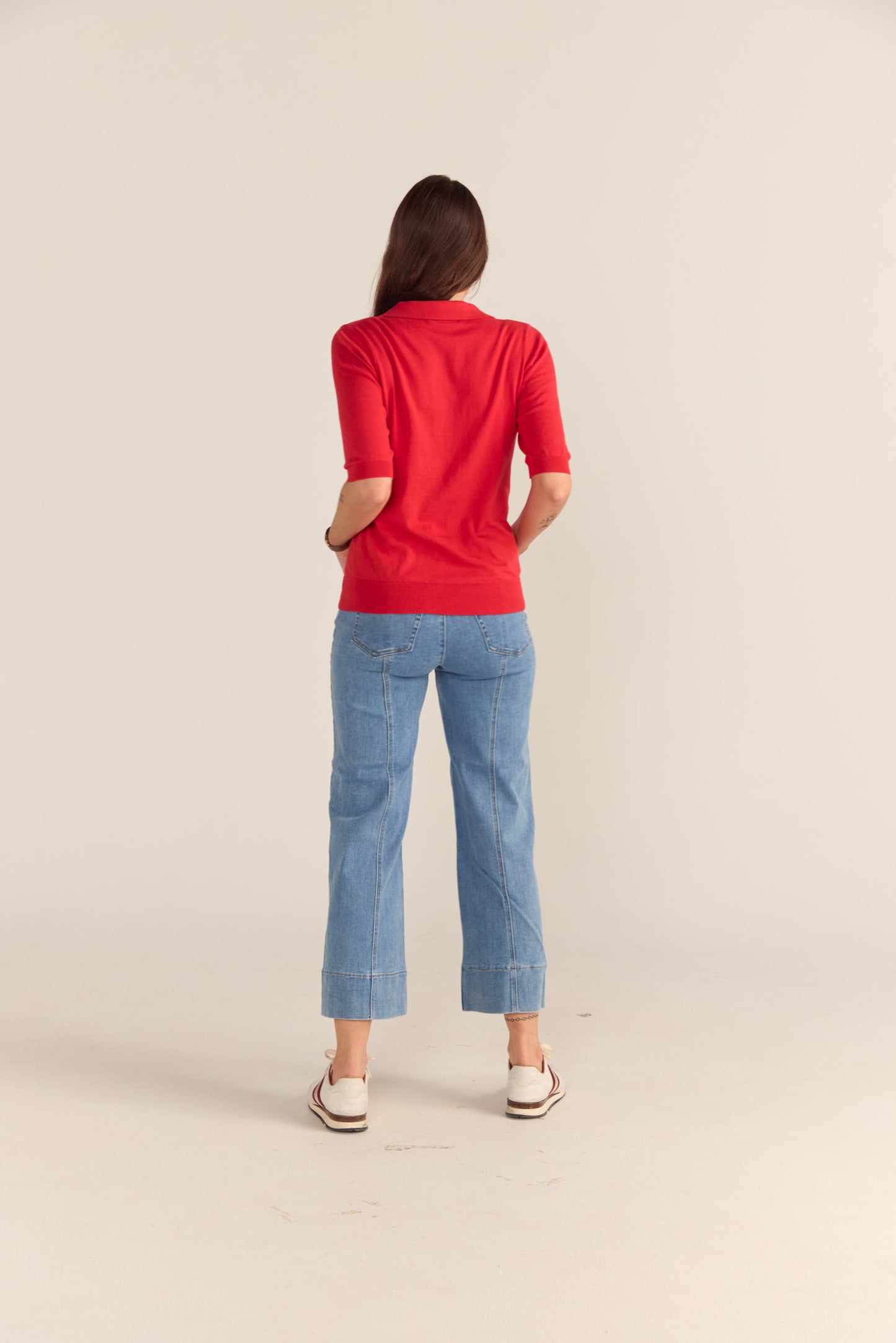 Cotton And Cashmere Polo Top - Red