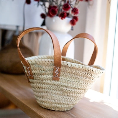 Petite Basket Bag With Leather Trim