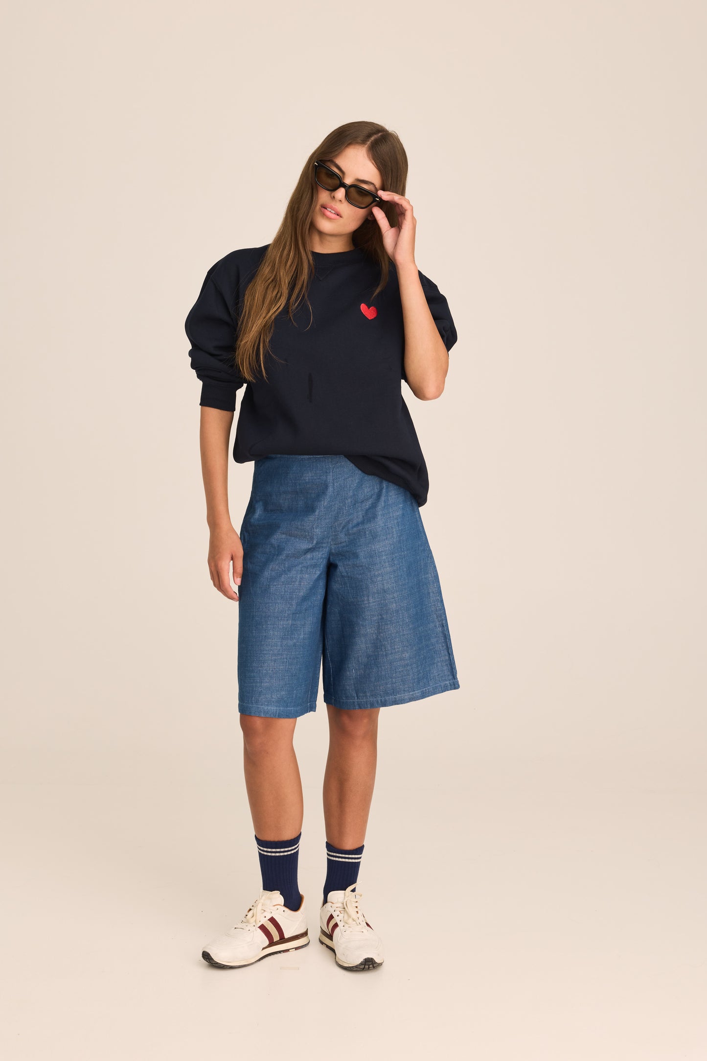 Jac Cadeaux Crew Neck Sweatshirt Navy Blue