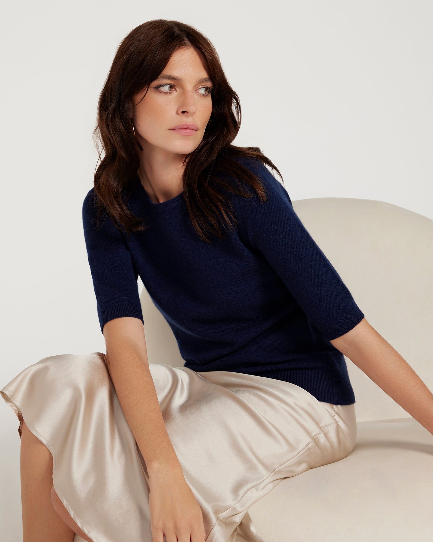 Cotton And Cashmere Top - Navy Blue