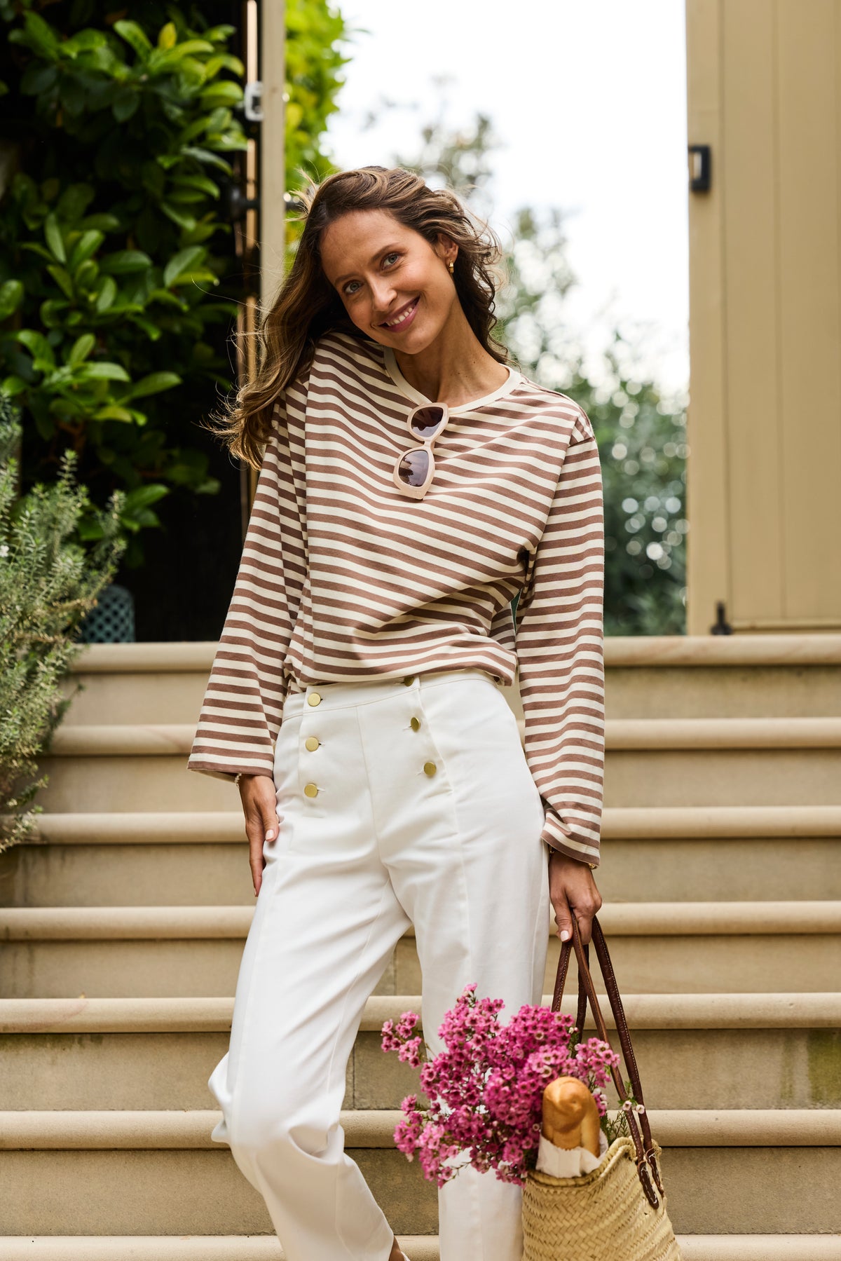 Breton Relaxed Top Taupe and Cloud