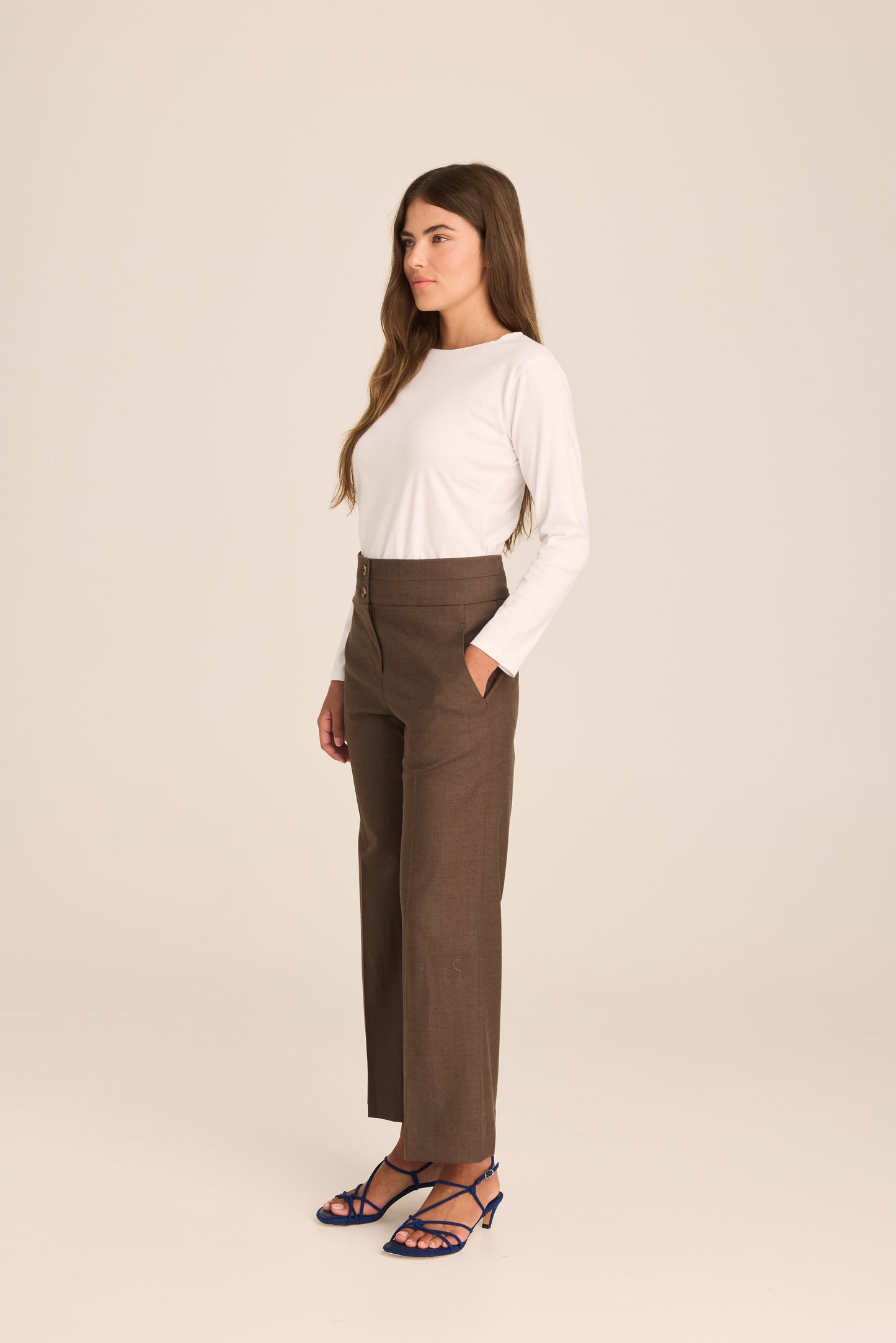 7/8 Wool Tailored Trouser - Brown PREORDER EARLY MAY