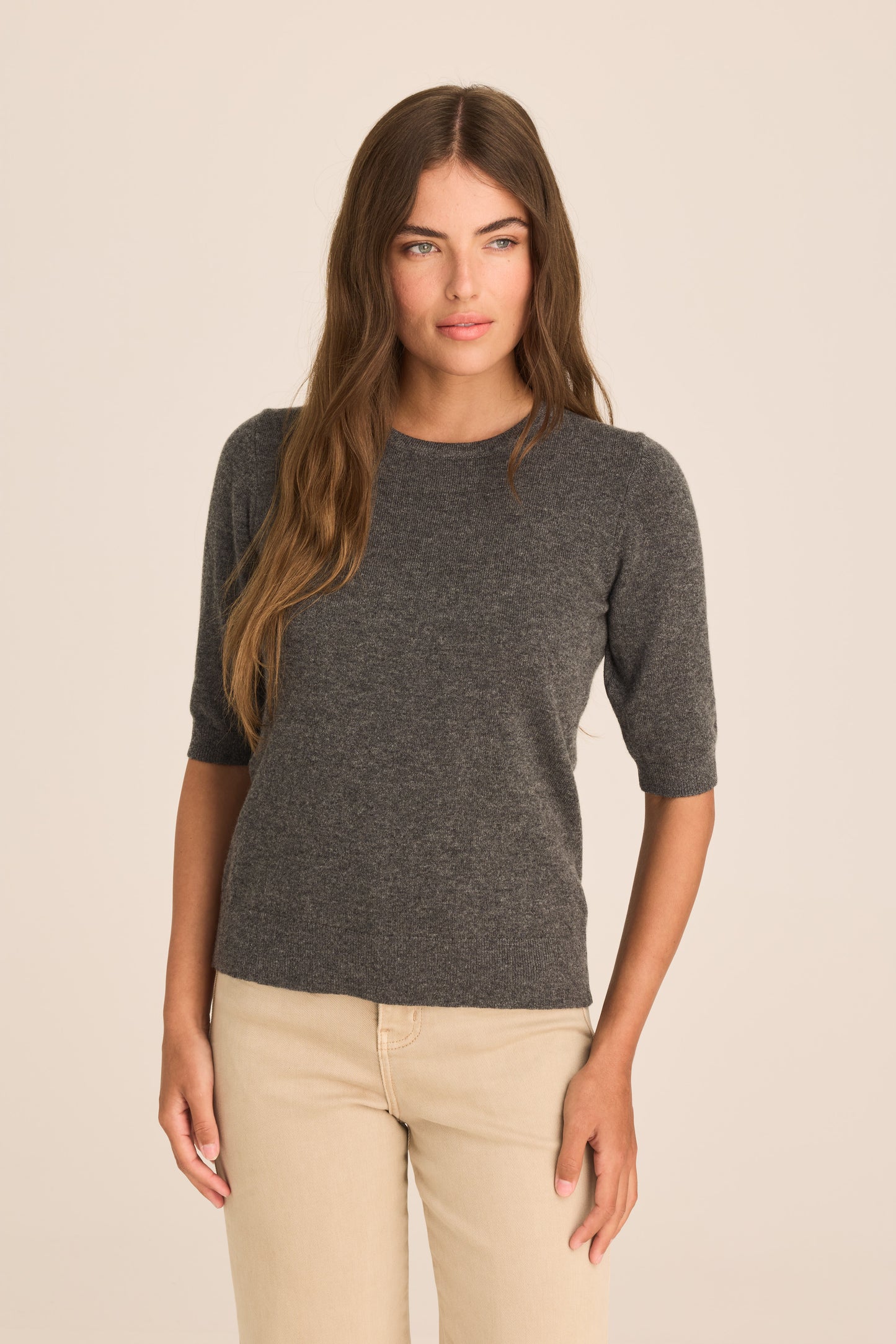 Margaux Knit Top Cashmere & Wool - Charcoal Grey PREORDER MID FEB