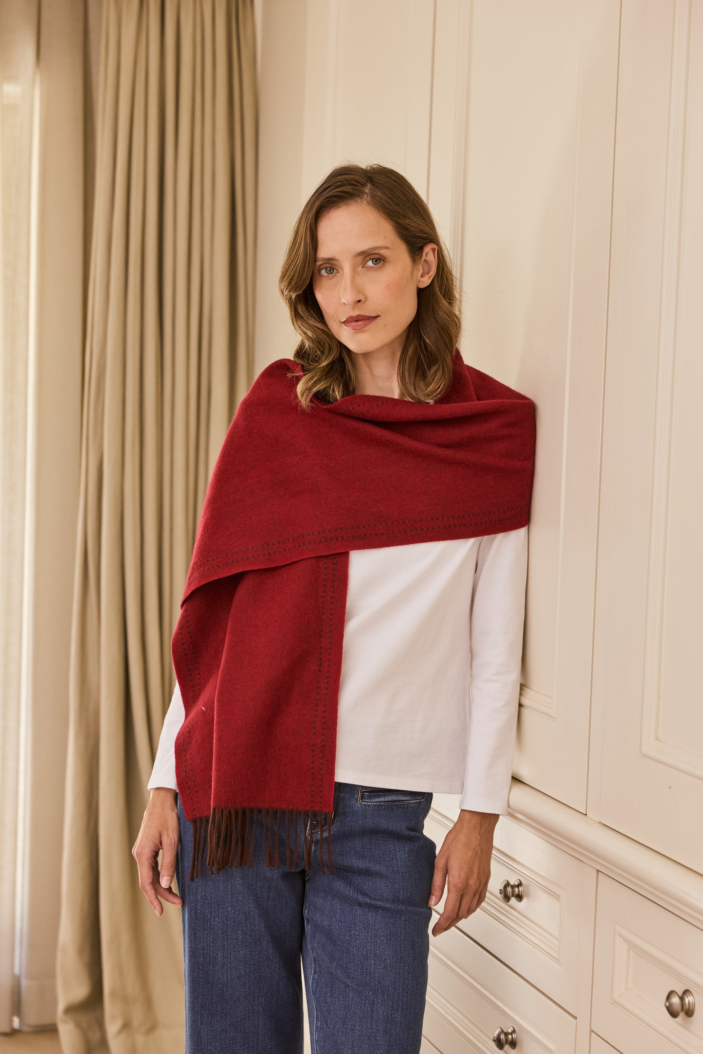 Cashmere & Wool Scarf - Red PREORDER END MARCH