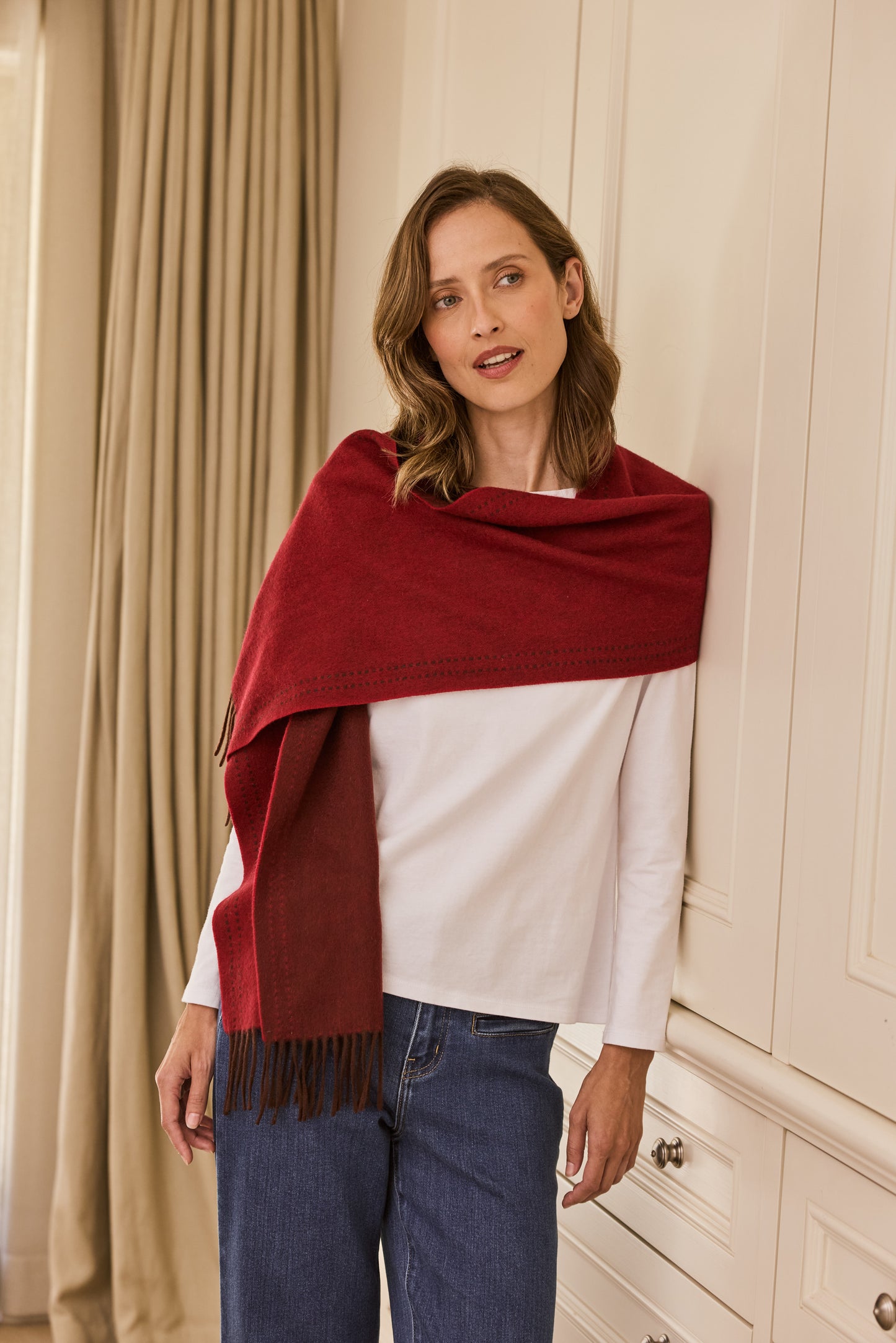 Cashmere & Wool Scarf - Red PREORDER END MARCH