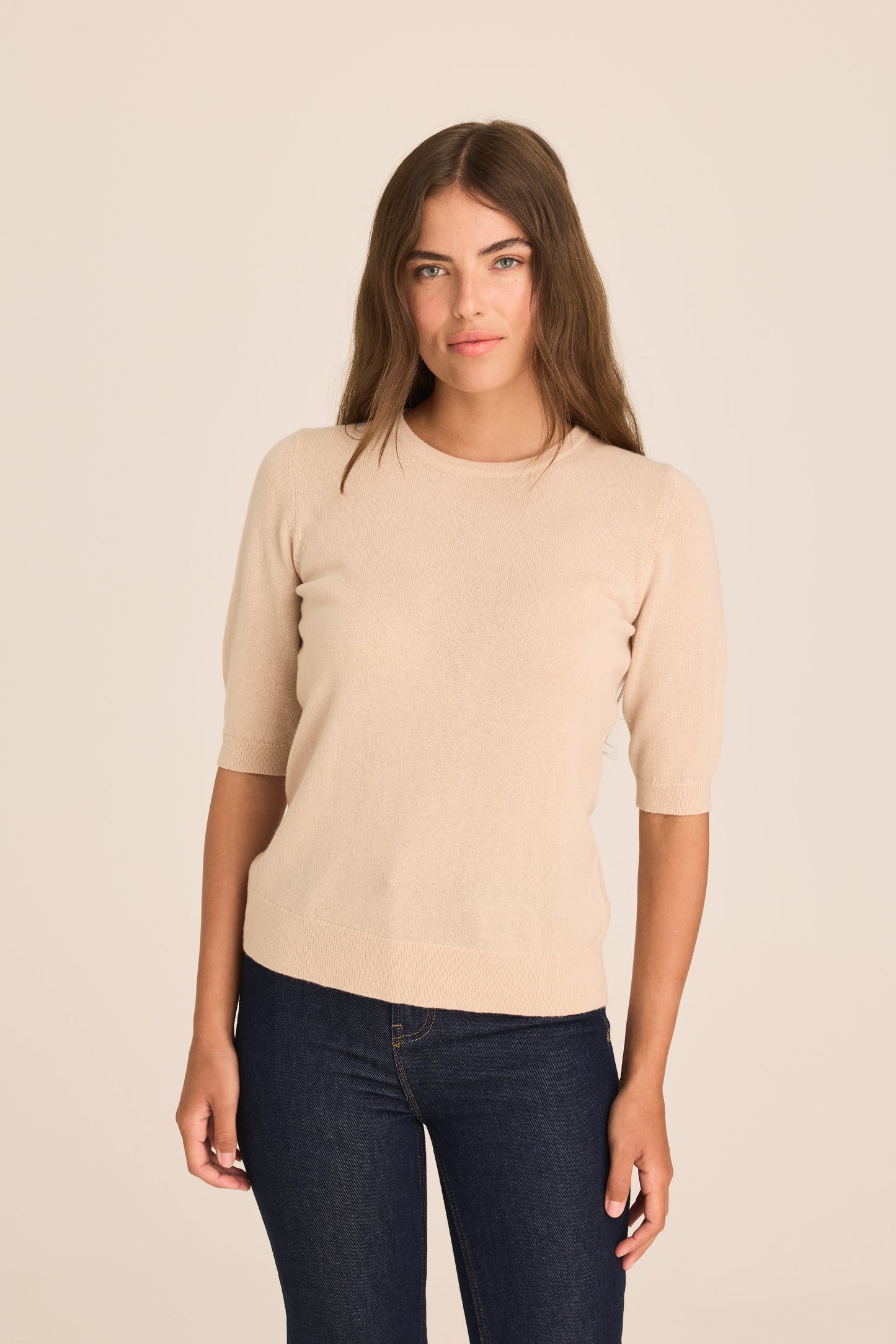 Margaux Knit Top Cashmere & Wool - Beige PREORDER MID FEB