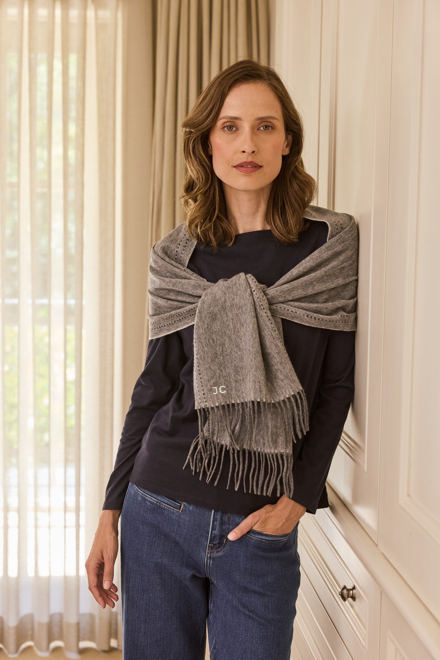 Cashmere & Wool Scarf - Grey