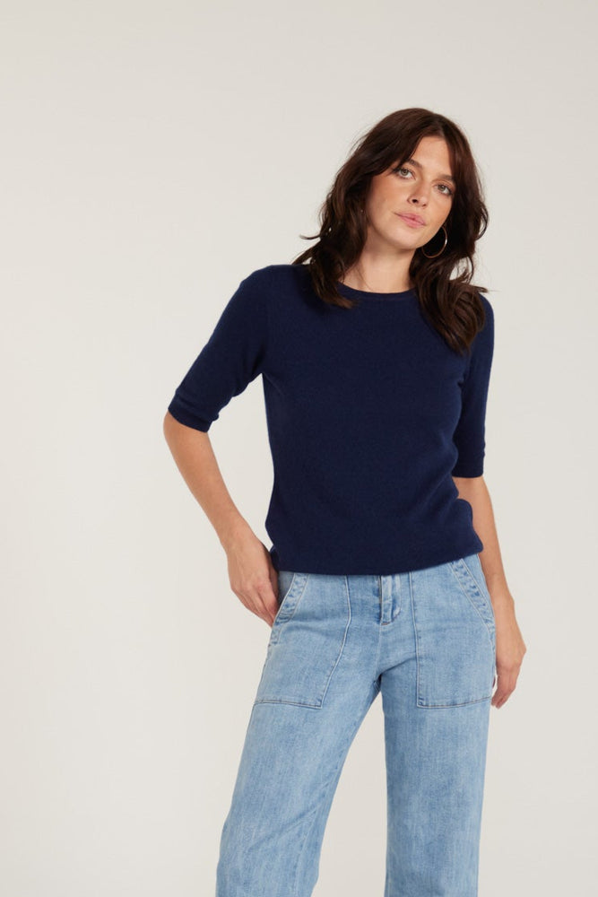 
                      
                        Margaux Navy Blue Knit Top  Cashmere & Wool
                      
                    