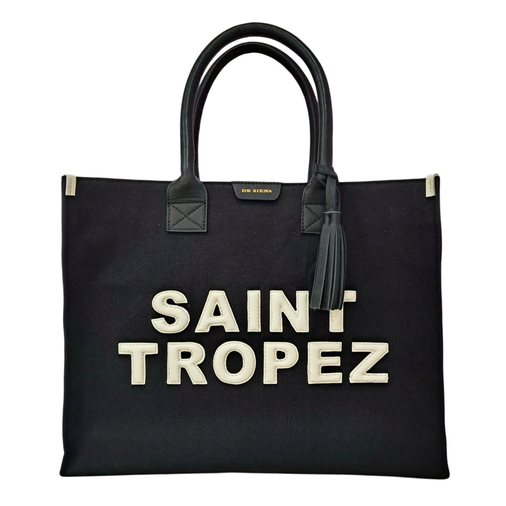 SAINT TROPEZ CANVAS TOTE - BLACK