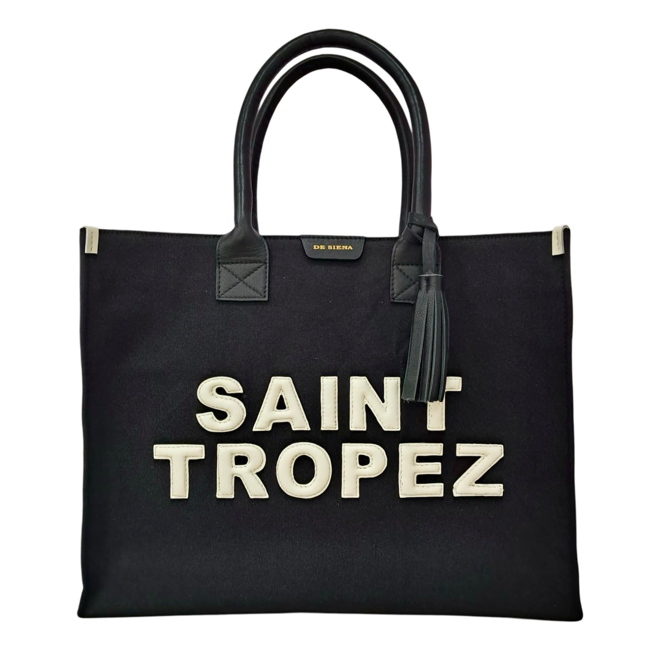 SAINT TROPEZ CANVAS TOTE - BLACK