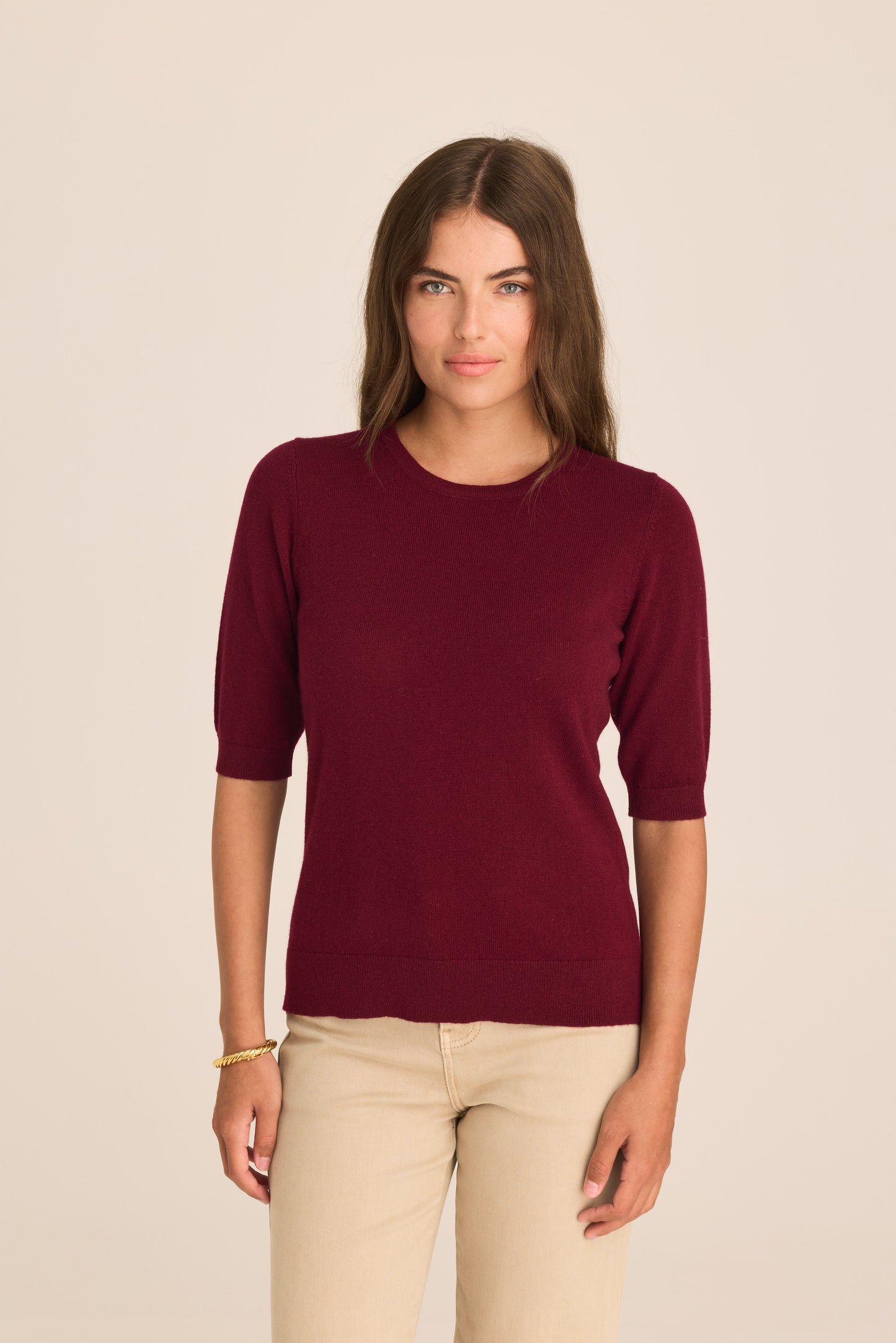 Margaux Knit Top Cashmere & Wool - Burgundy PREORDER MID FEB