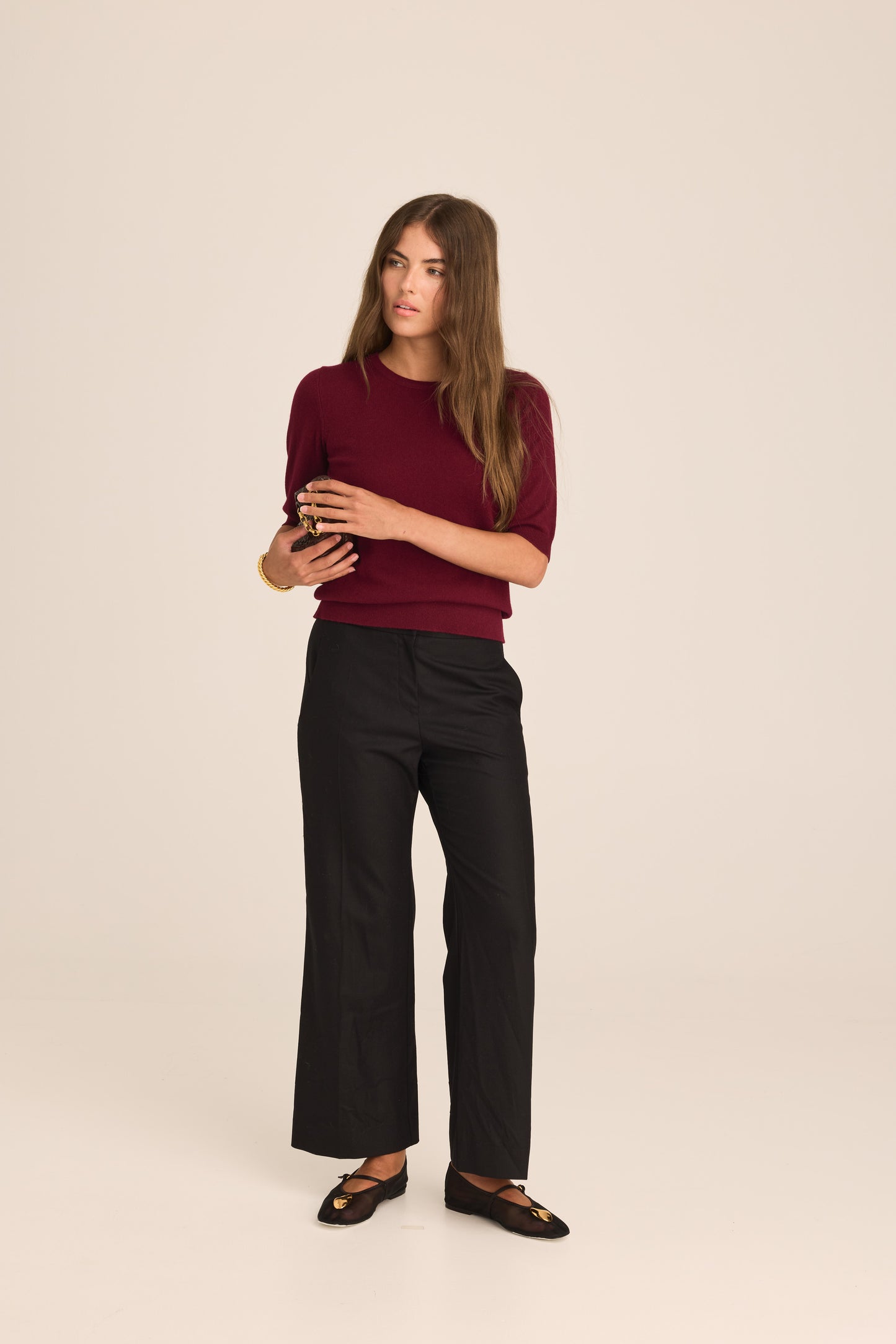 Margaux Knit Top Cashmere & Wool - Burgundy PREORDER MID FEB