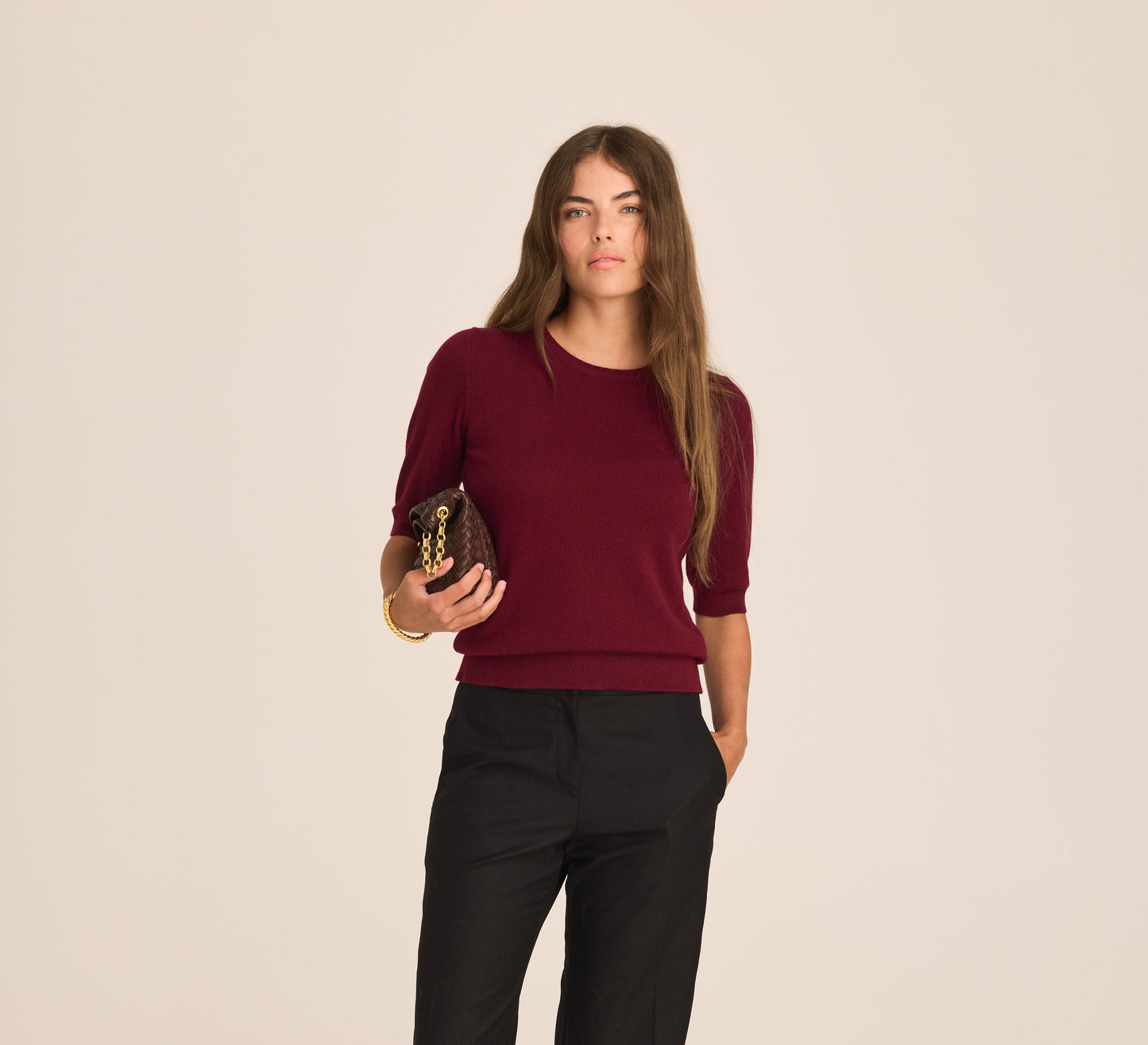 Margaux Knit Top Cashmere & Wool - Burgundy