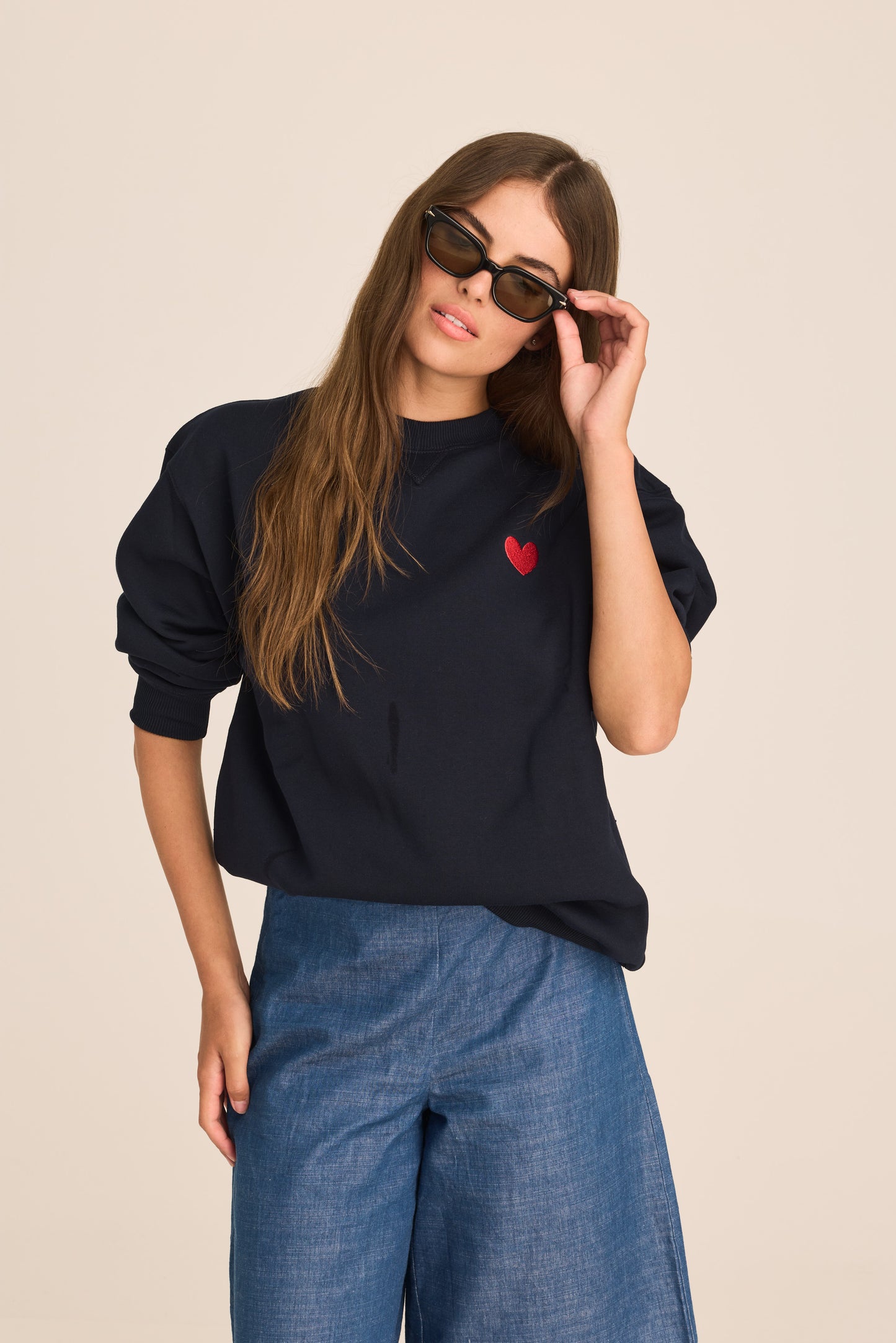 Jac Cadeaux Crew Neck Sweatshirt Navy Blue