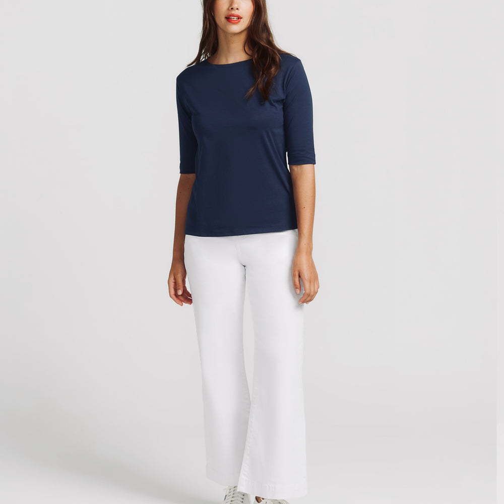 The Birkin Basic Bleu Tee - Boat Neck