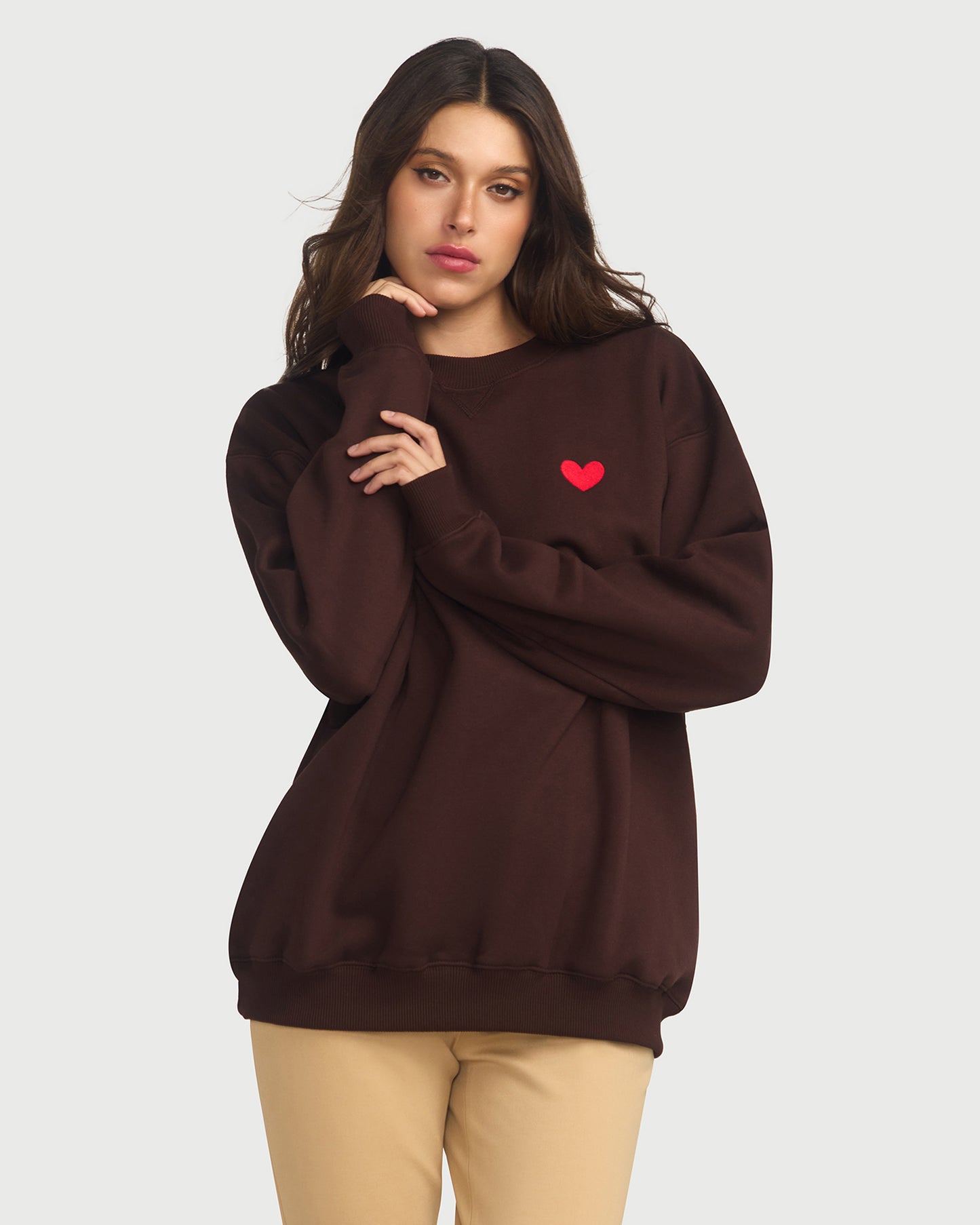 Womens Brown Crewneck Sweater Women Classic Merino Wool Crew