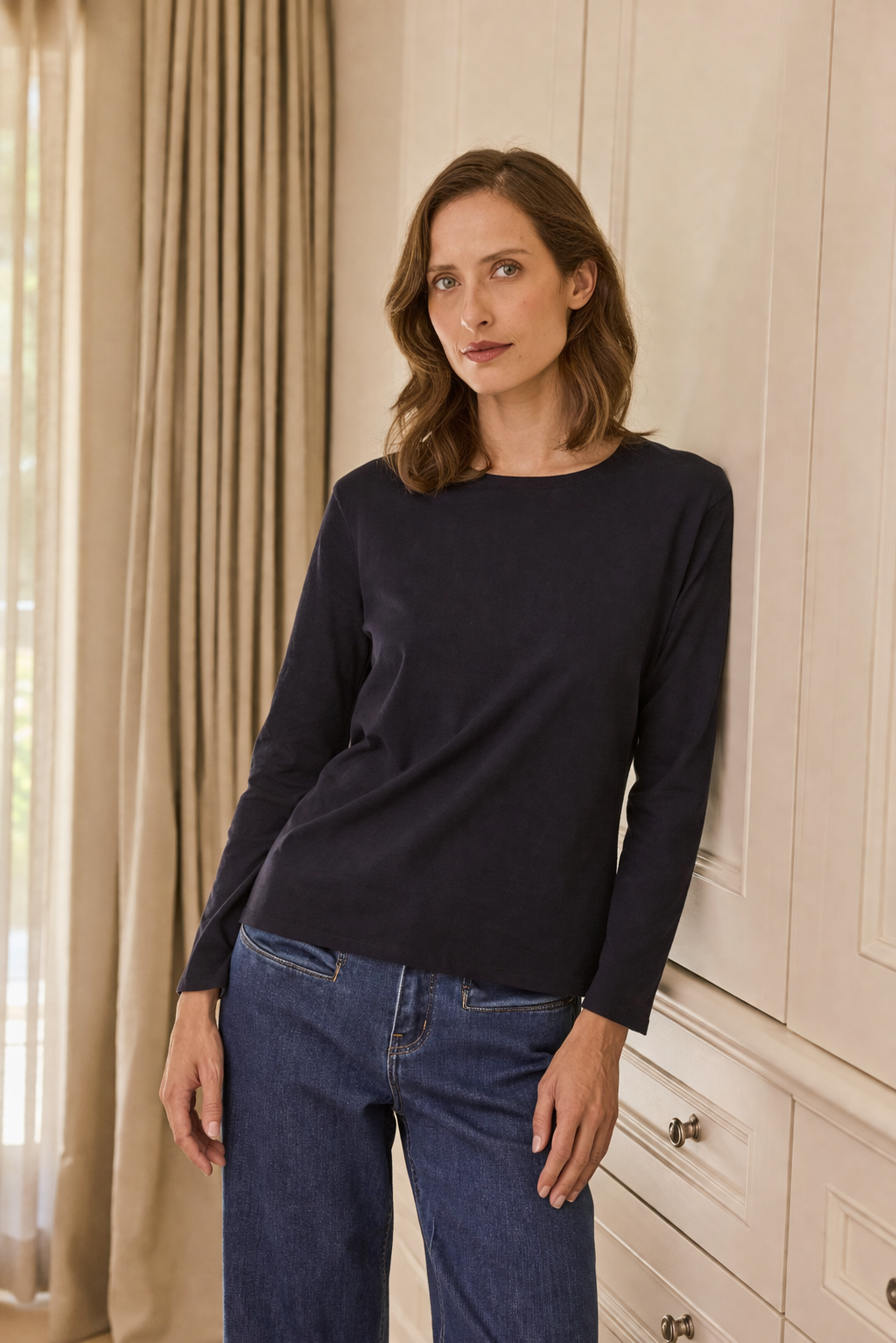 The Birkin Basic Navy Top Long Sleeve