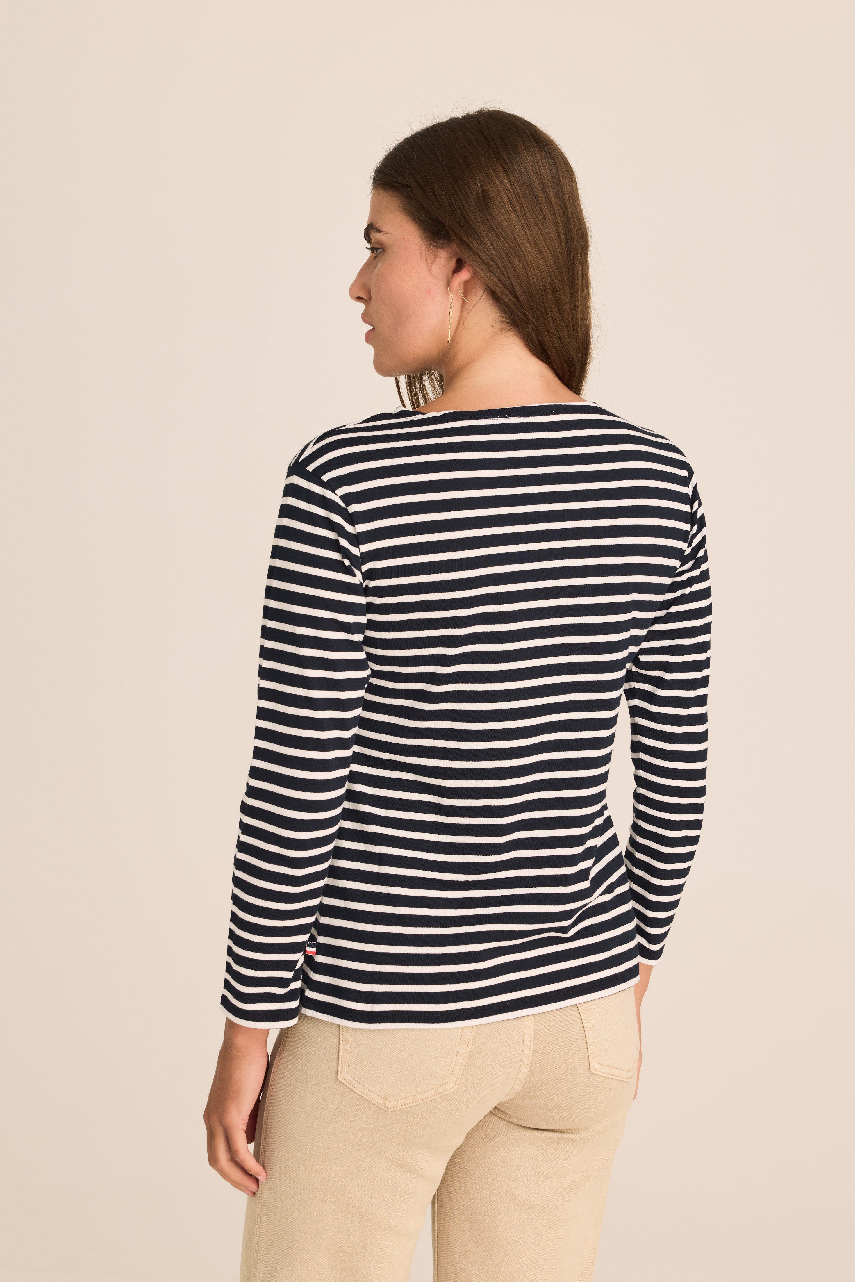 トップス N.HOOLYWOOD stripe boatneck navyblack 38 Navy & White Striped Boat Neck Top Breton | Womens Long Sleeve Top