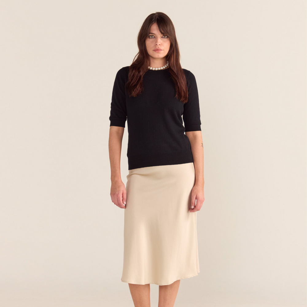 Cotton And Cashmere Top - Black PREORDER END AUGUST