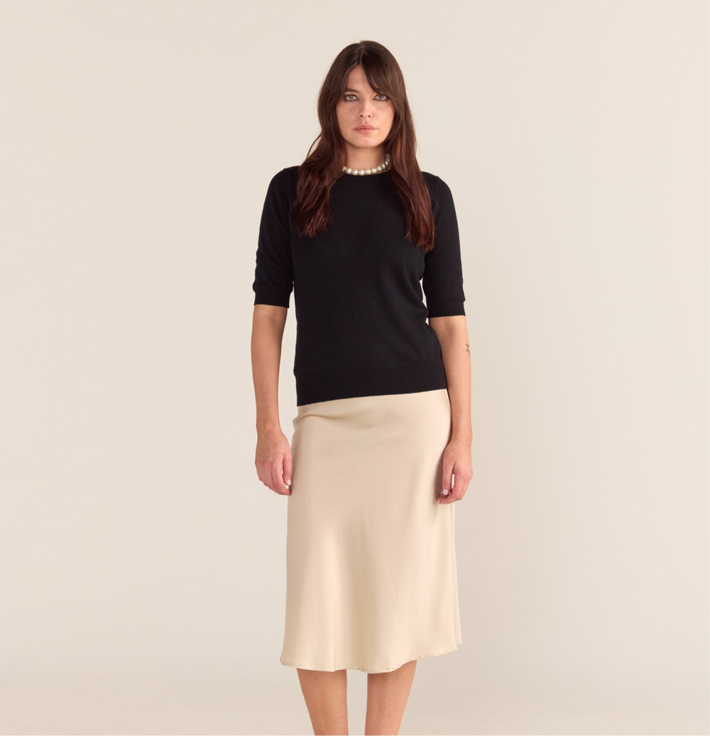 Cotton And Cashmere Top - Black PREORDER END AUGUST