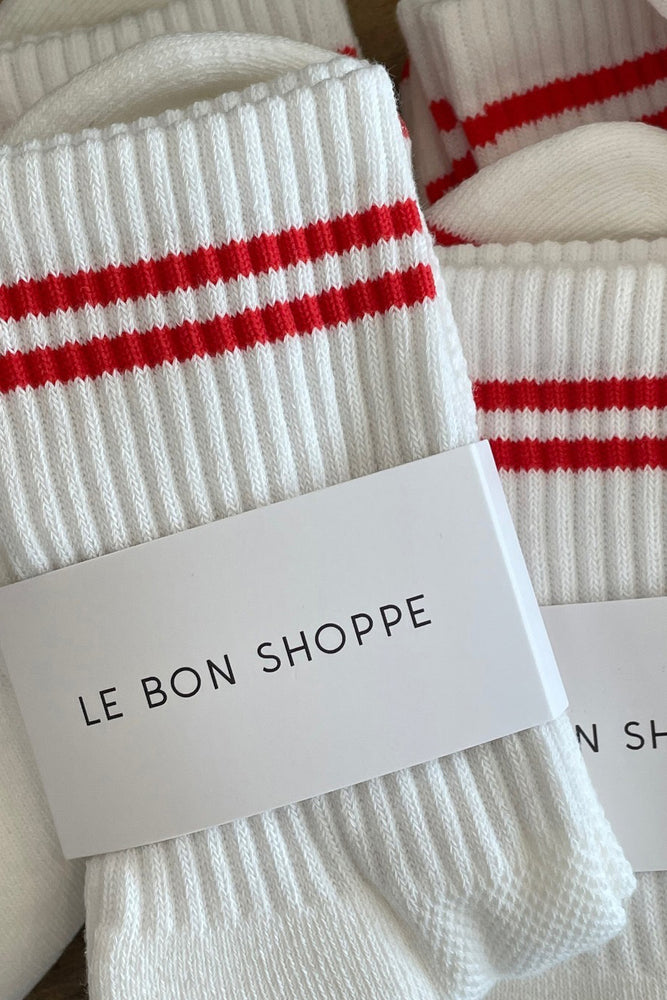 
                      
                        Boyfriend Socks White base Red Stripe
                      
                    