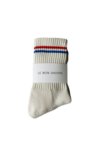 Boyfriend Socks Milk Blue/Red Stripe