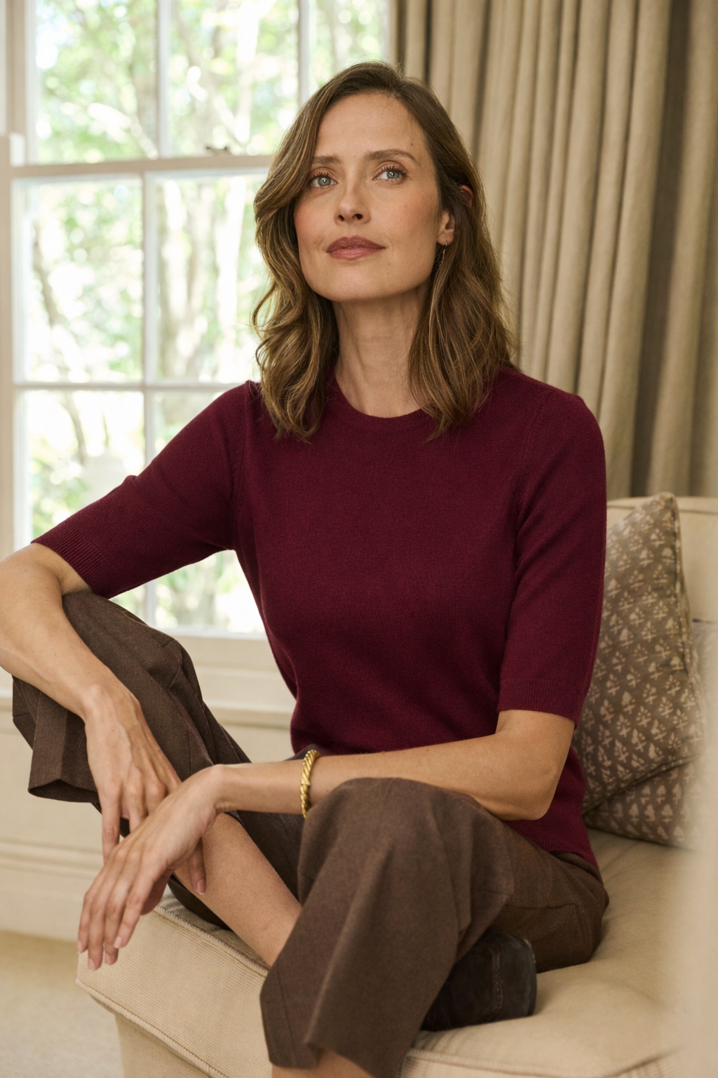 Margaux Knit Top Cashmere & Wool - Burgundy