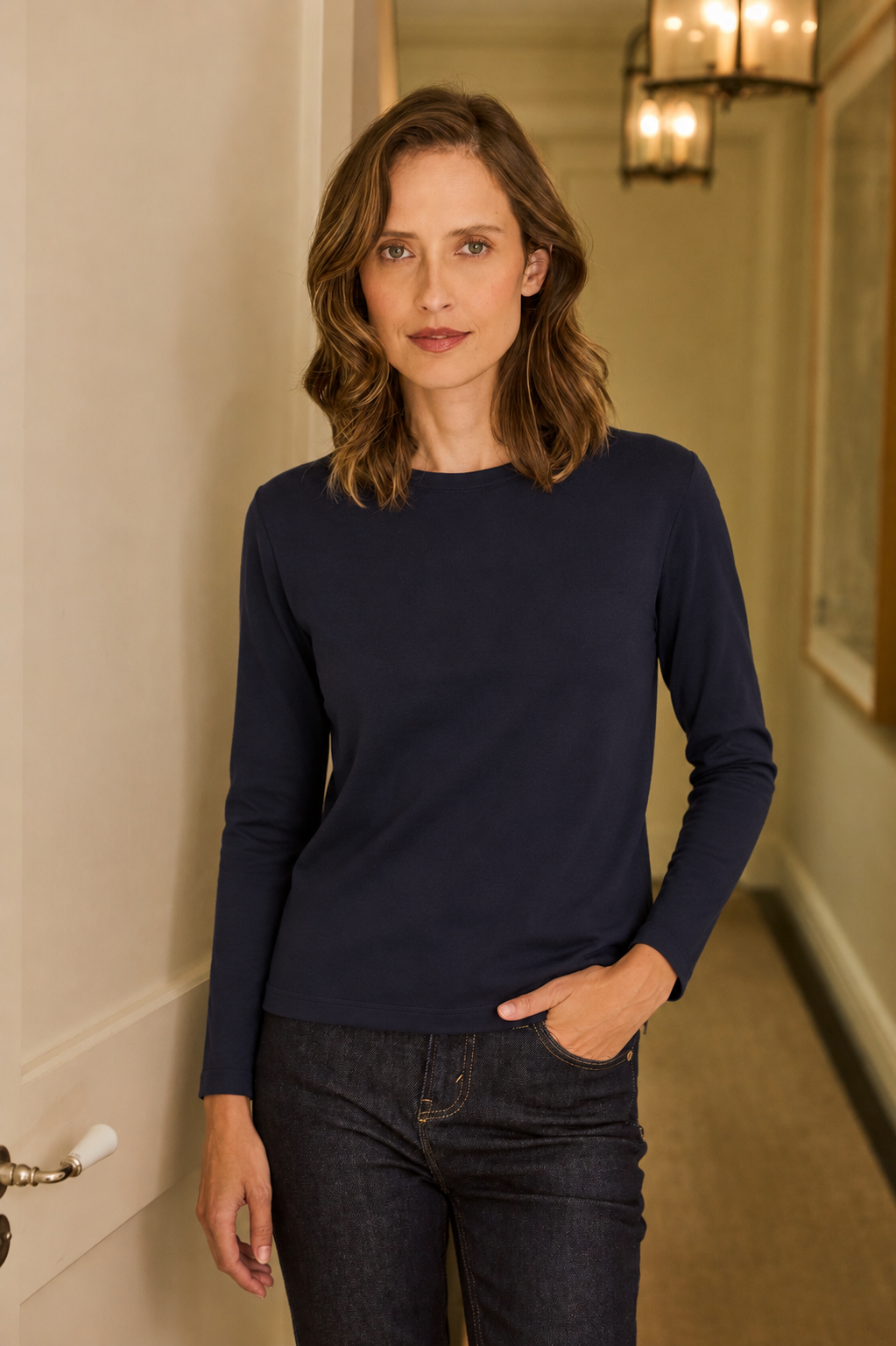 The Birkin Basic Navy Top Long Sleeve