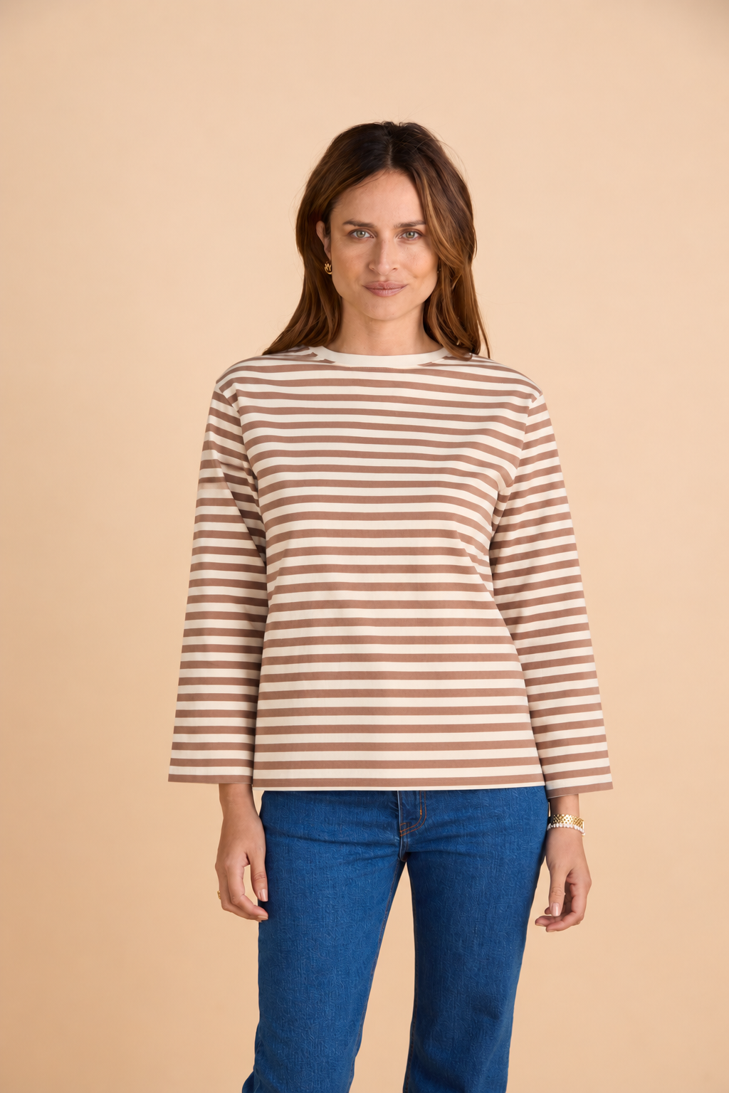 Breton Relaxed Top Taupe and Cloud