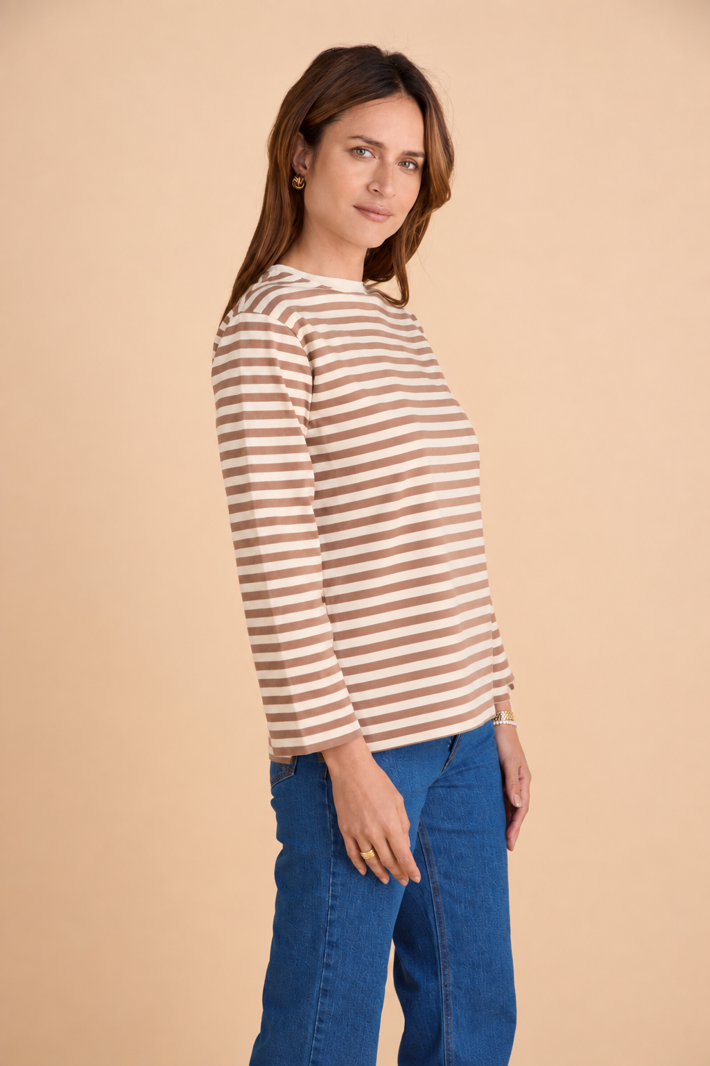 Breton Relaxed Top Taupe and Cloud
