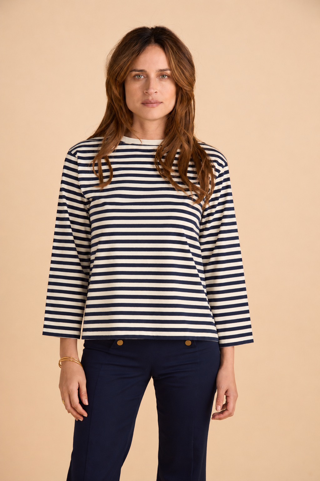 Breton Relaxed Top -  Navy and  Cloud