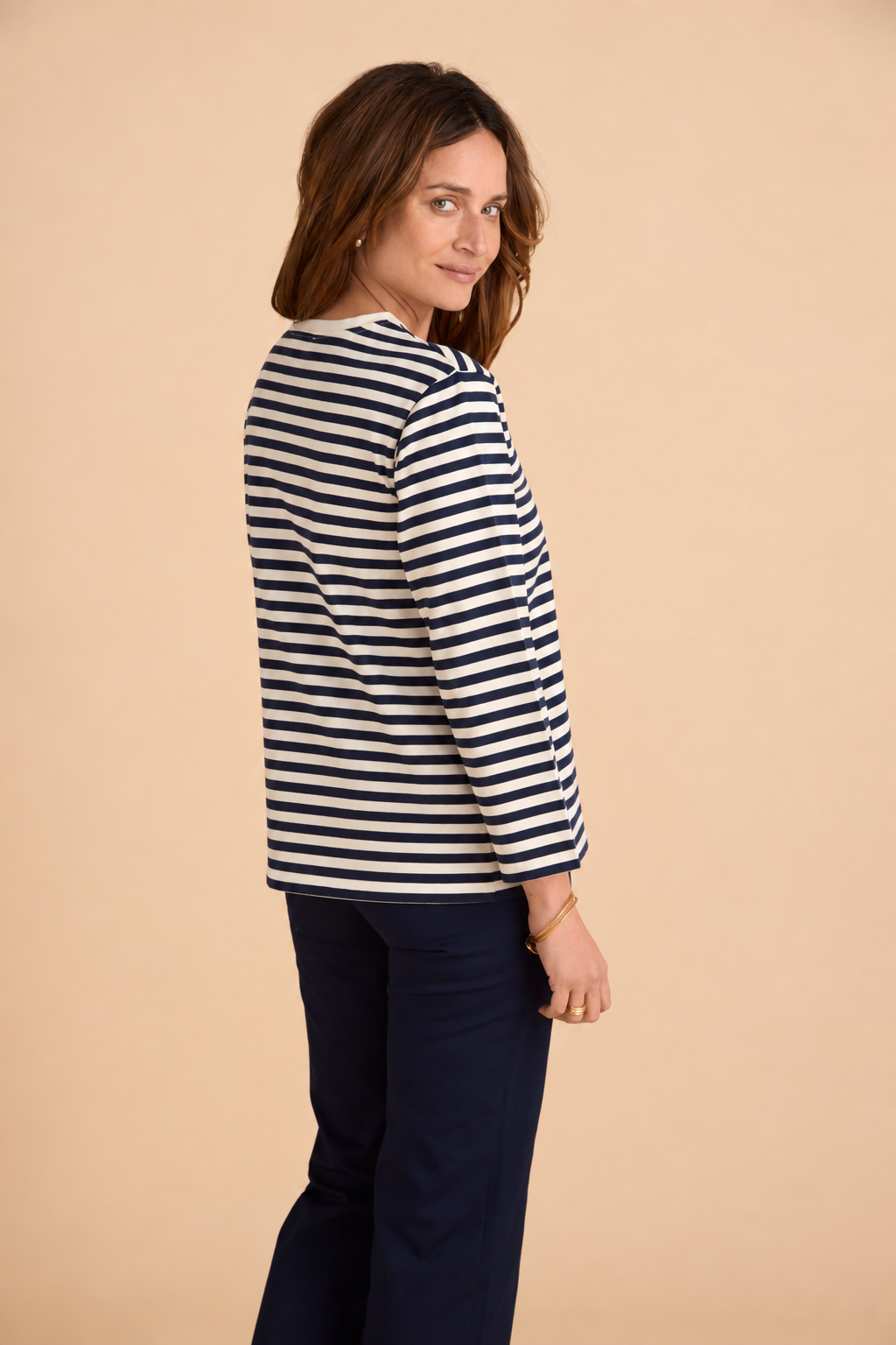 Breton Relaxed Top -  Navy and  Cloud