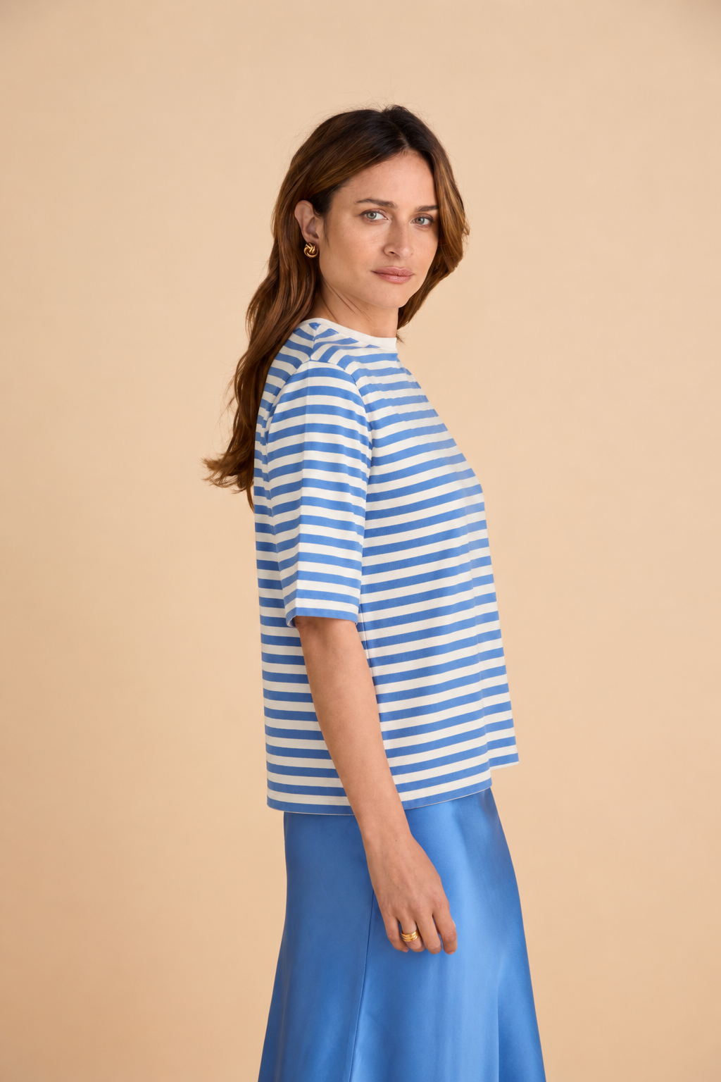 Breton Relaxed Tee Cornflower and Cloud