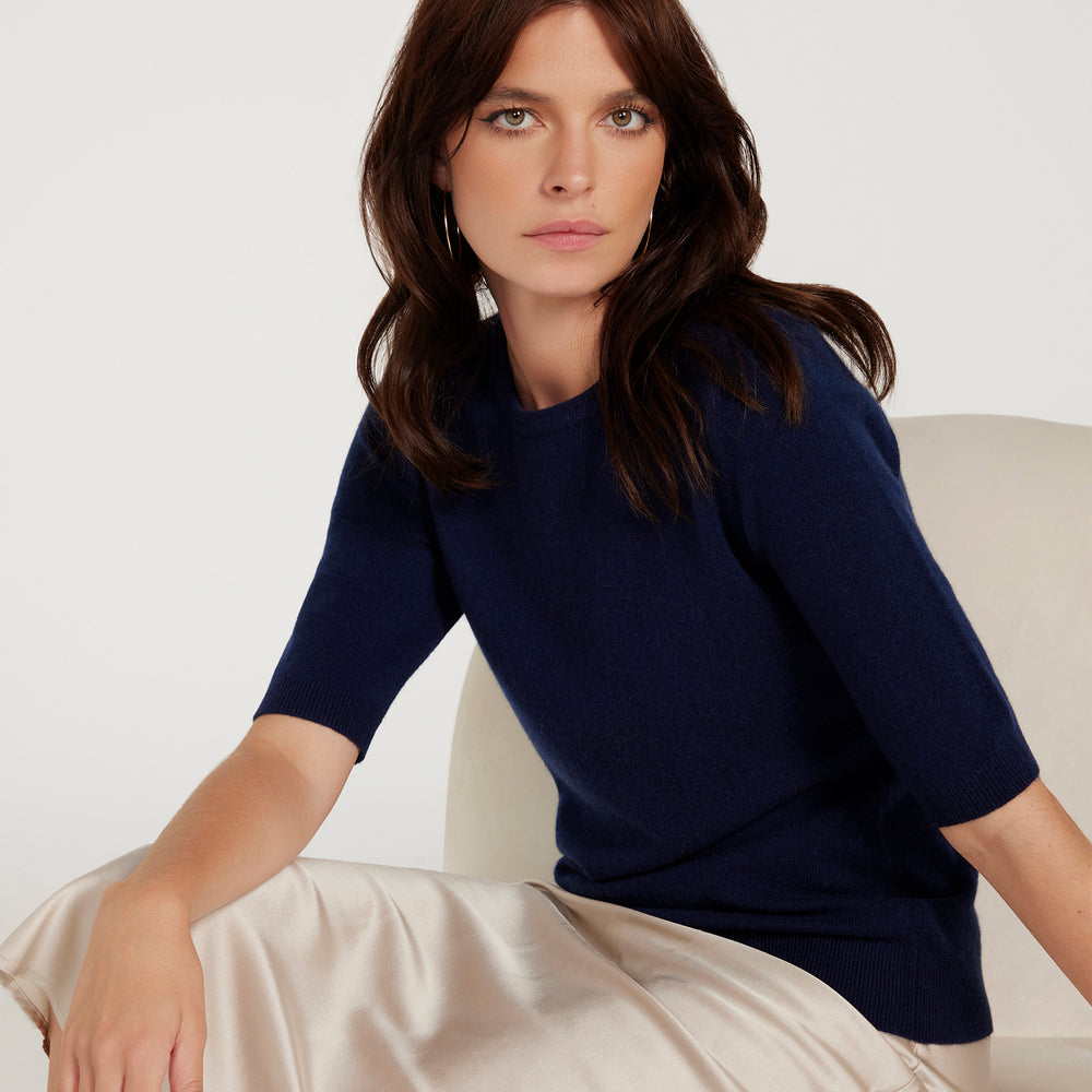 Cotton And Cashmere Top - Navy Blue