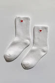 Embroidered Cloud Socks - White + Heart
